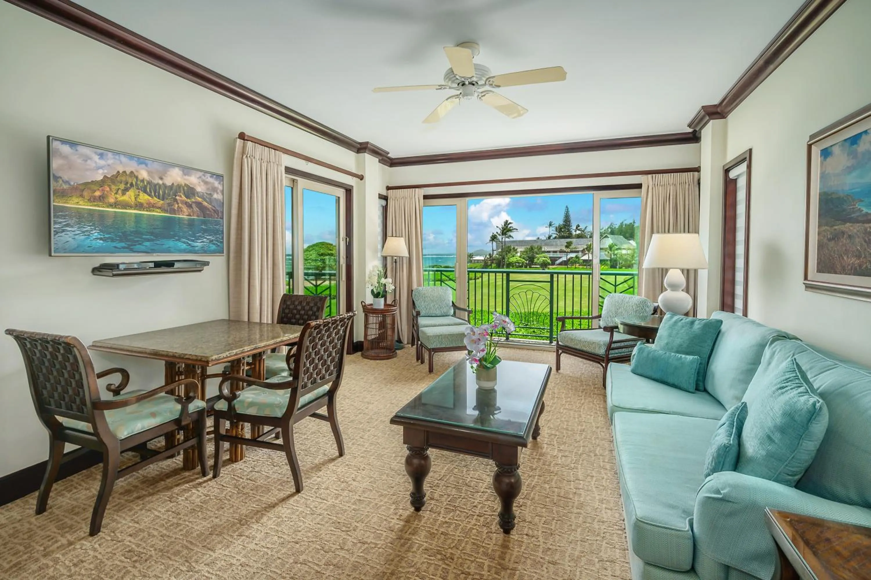 Living room in Waipouli Beach Resort and Spa Kauai by OUTRIGGER