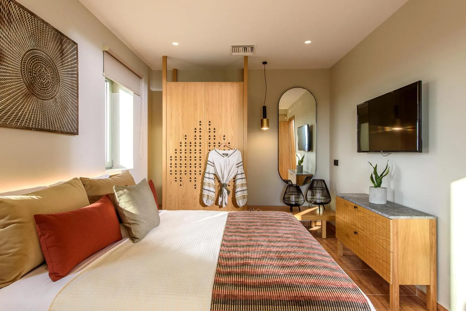 Bedroom, Bed in Caldera Theros Villas