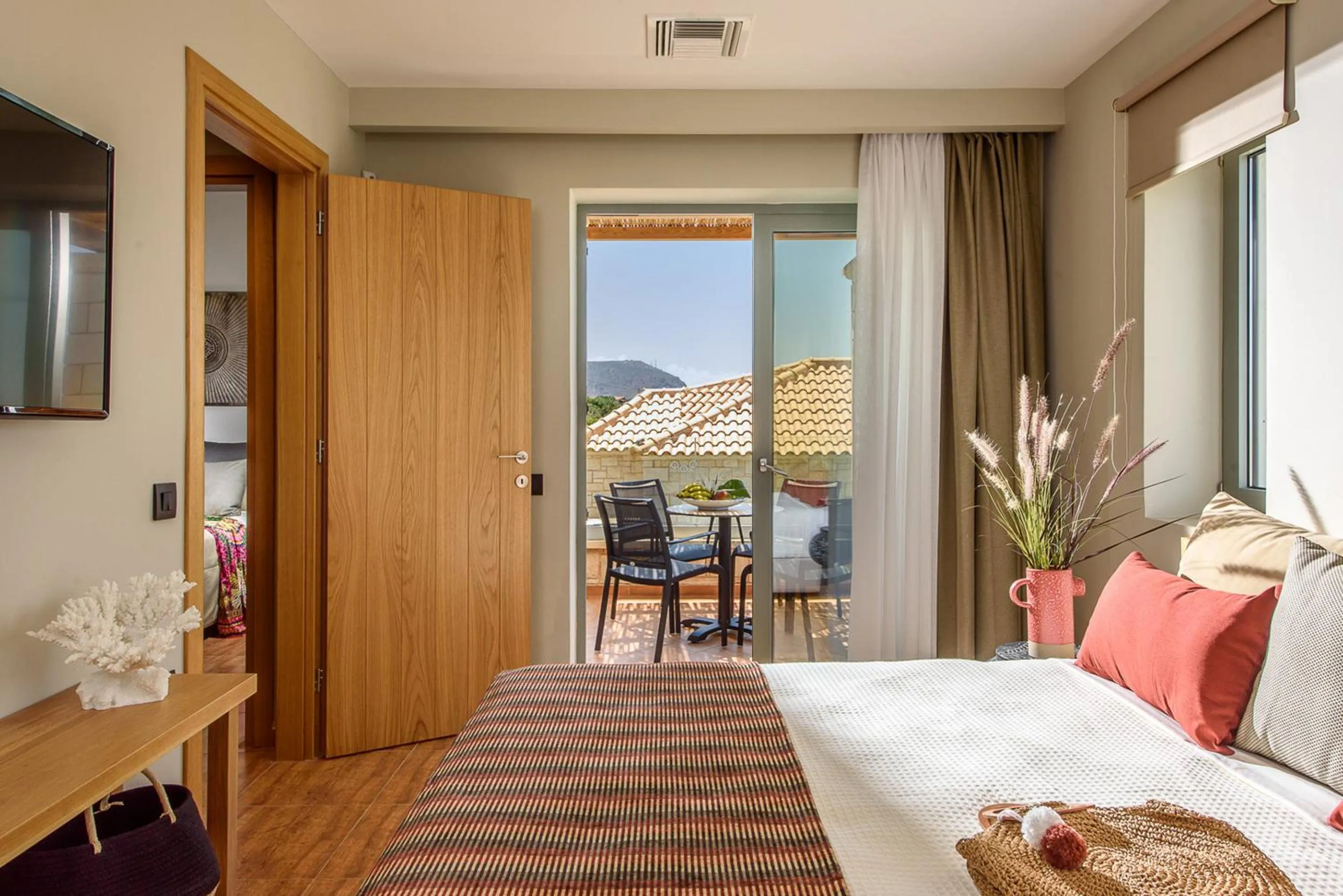 Bedroom, Bed in Caldera Theros Villas