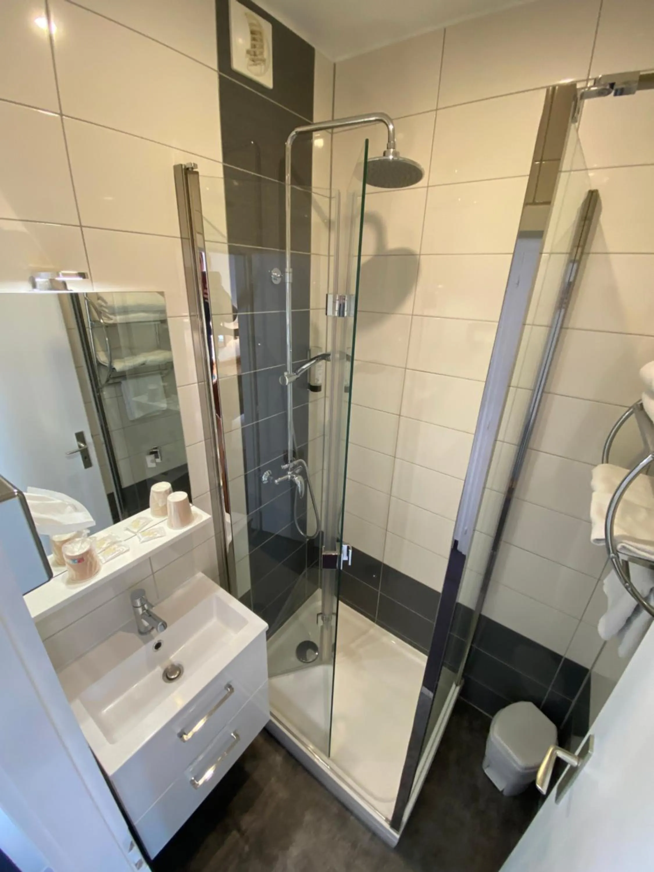 Shower in Logis Hôtel-Restaurant Aux Trois Roses