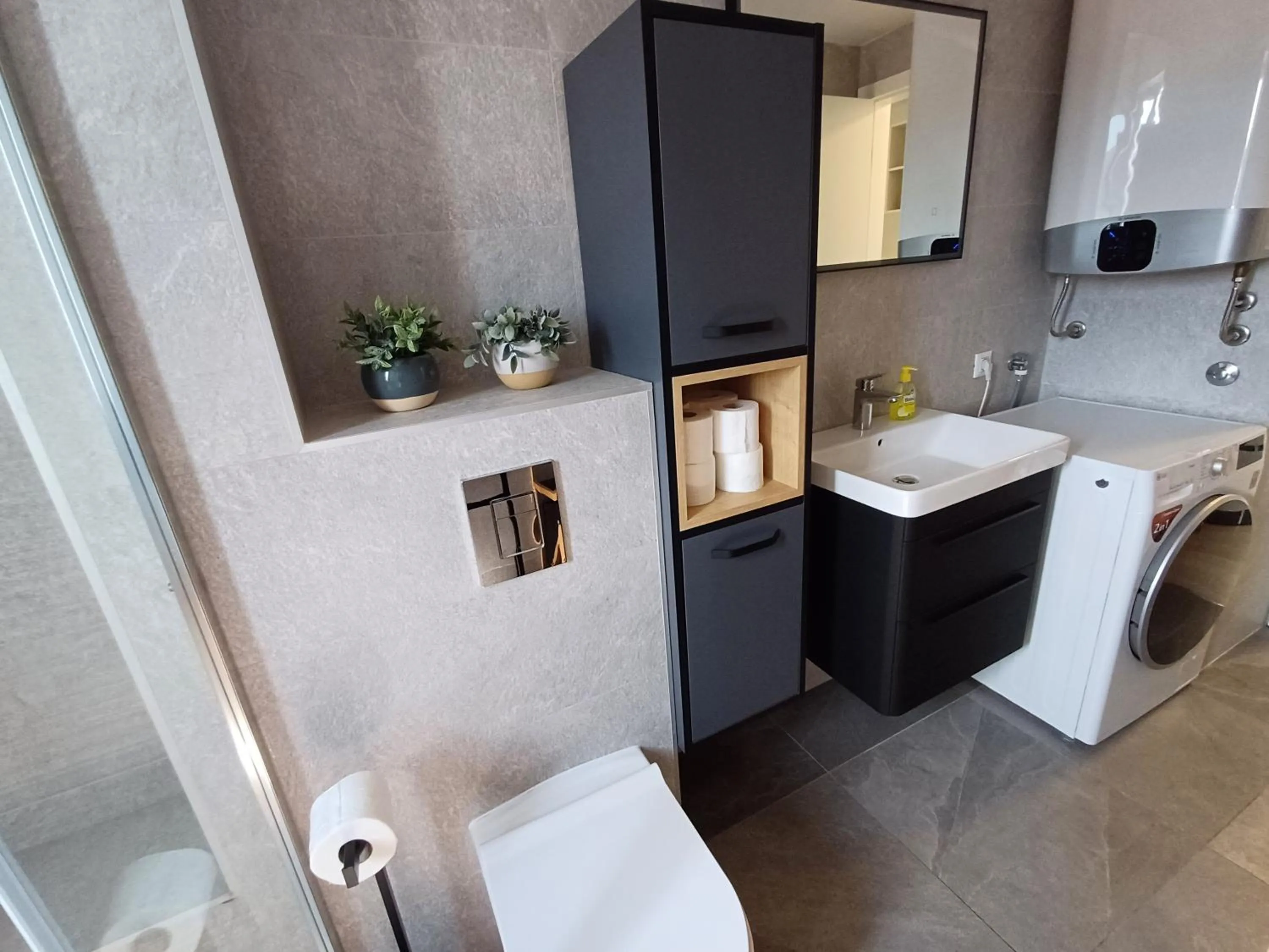 Bathroom in Apartments Mak & Lux - sea & sunset top view