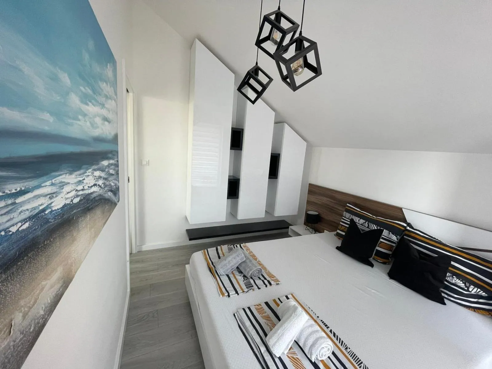 Bedroom in Apartments Mak & Lux - sea & sunset top view