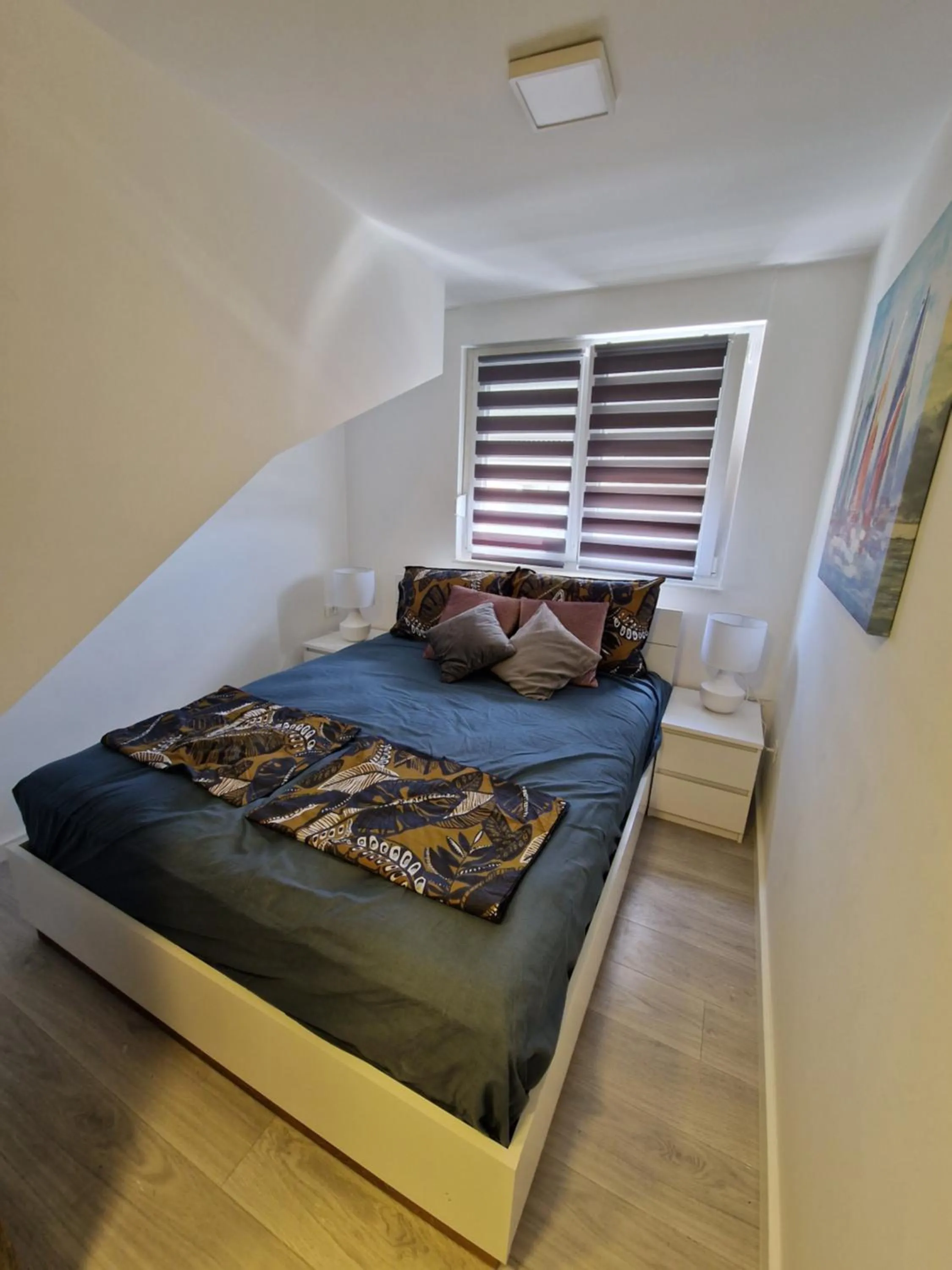 Bedroom, Bed in Apartments Mak & Lux - sea & sunset top view