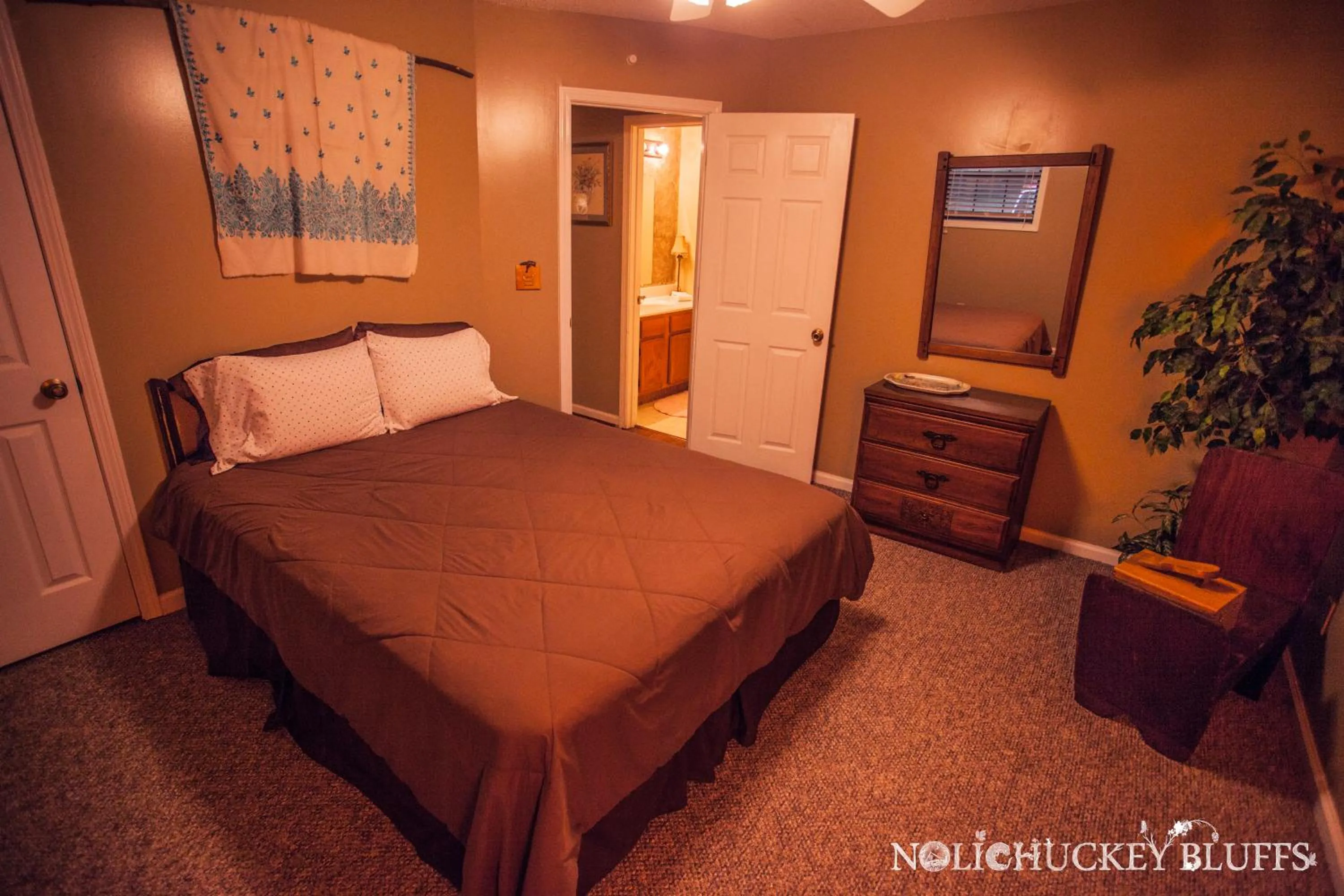 Bed in Nolichuckey Bluffs Bed & Breakfast Cabins