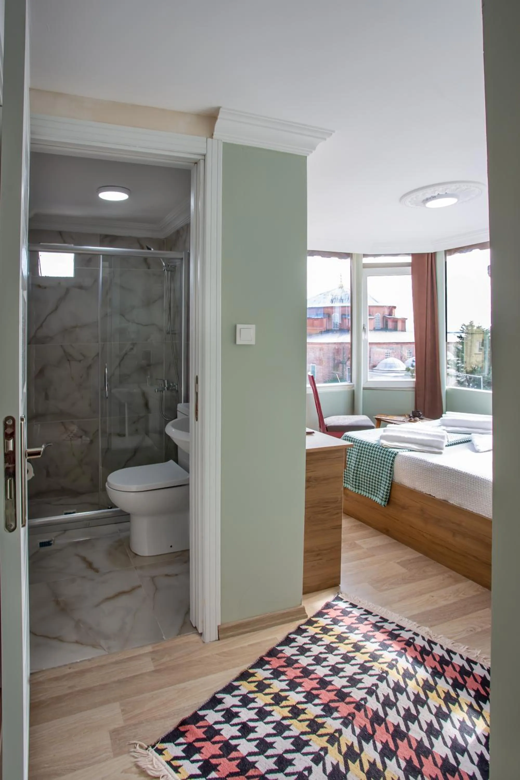 Bathroom, Bed in Sofia Corner Hotel