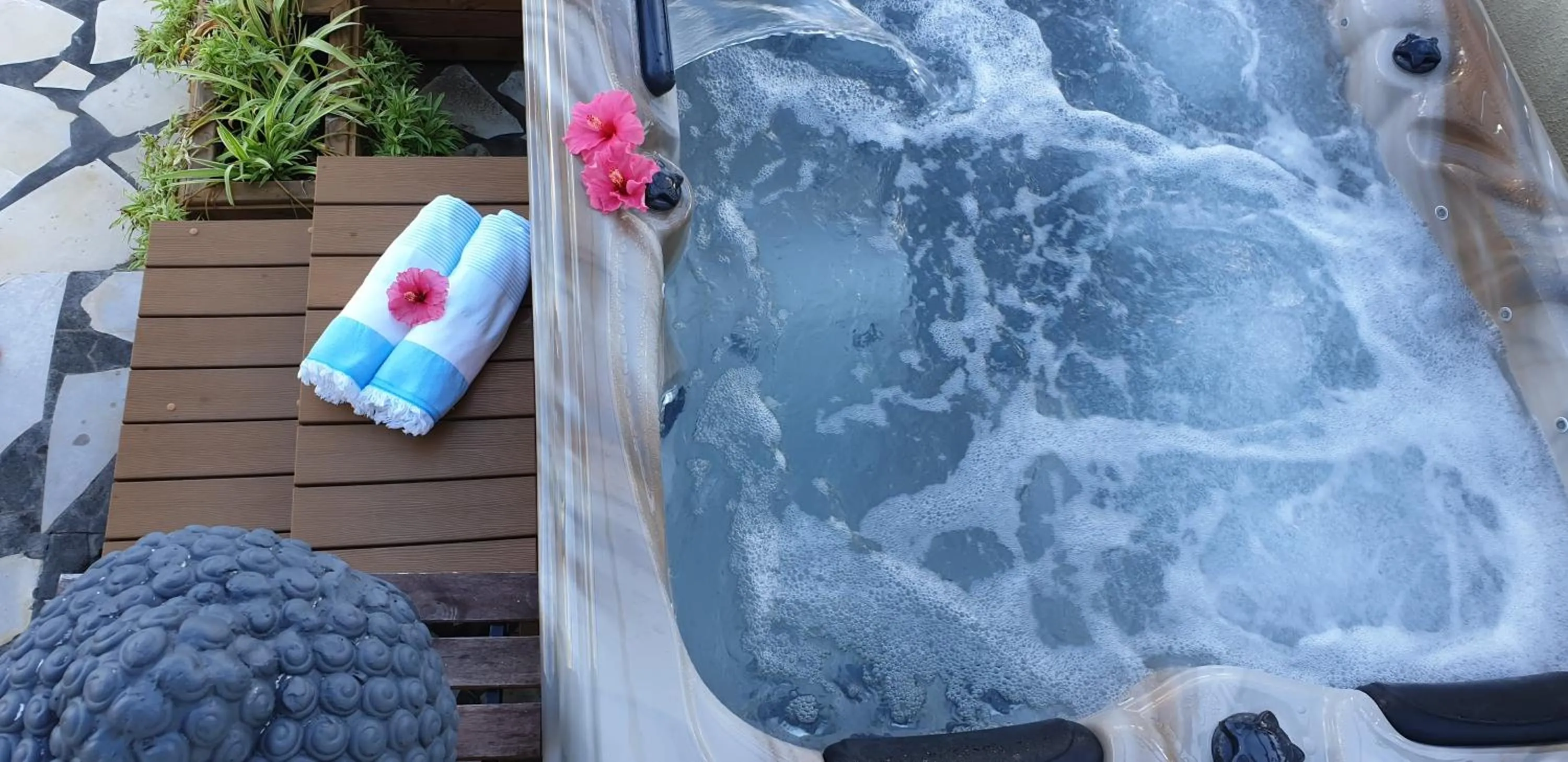 Hot Tub in Maison d'hôtes Villa des Mascareignes