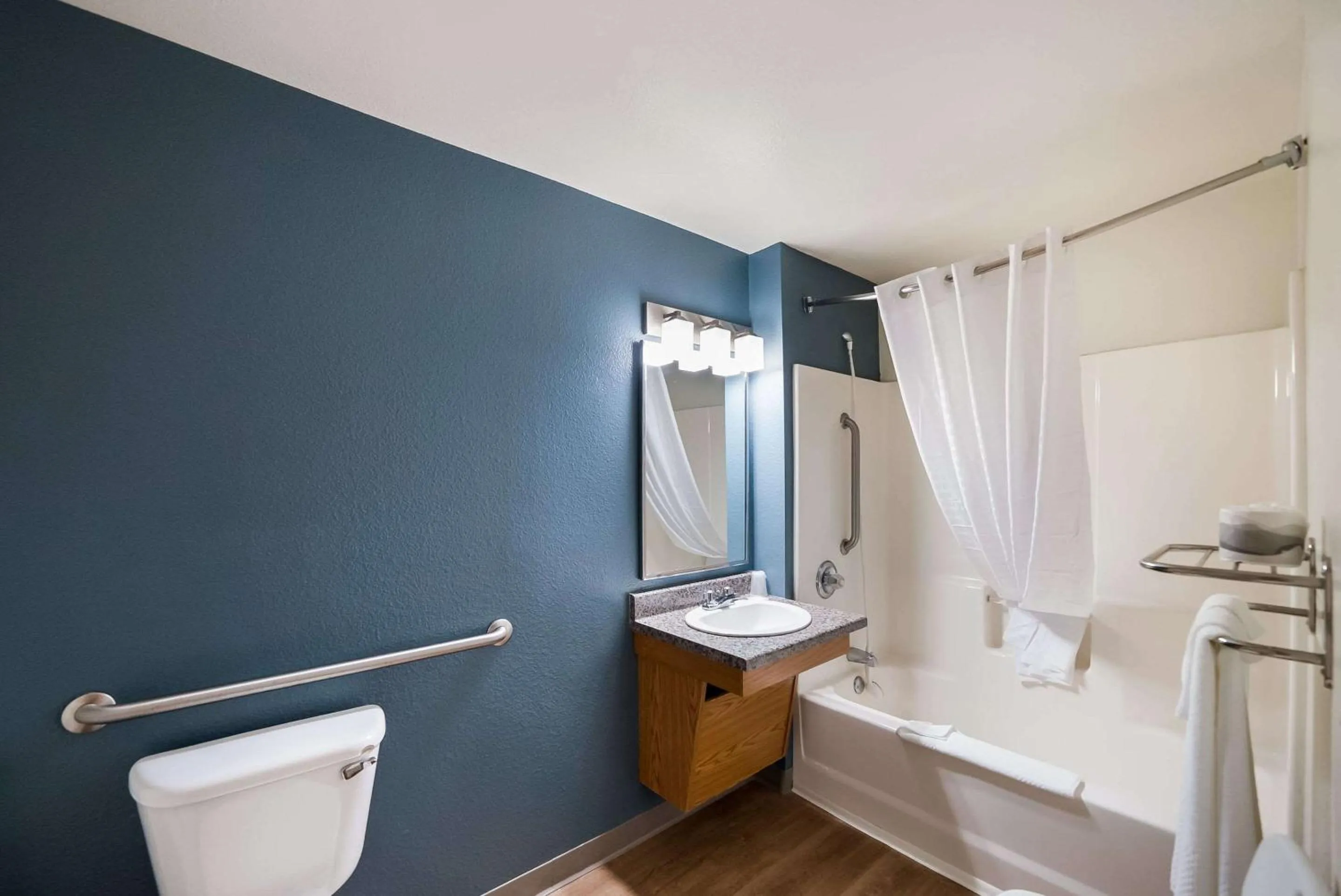 Bathroom in WoodSpring Suites Fort Worth Fossil Creek