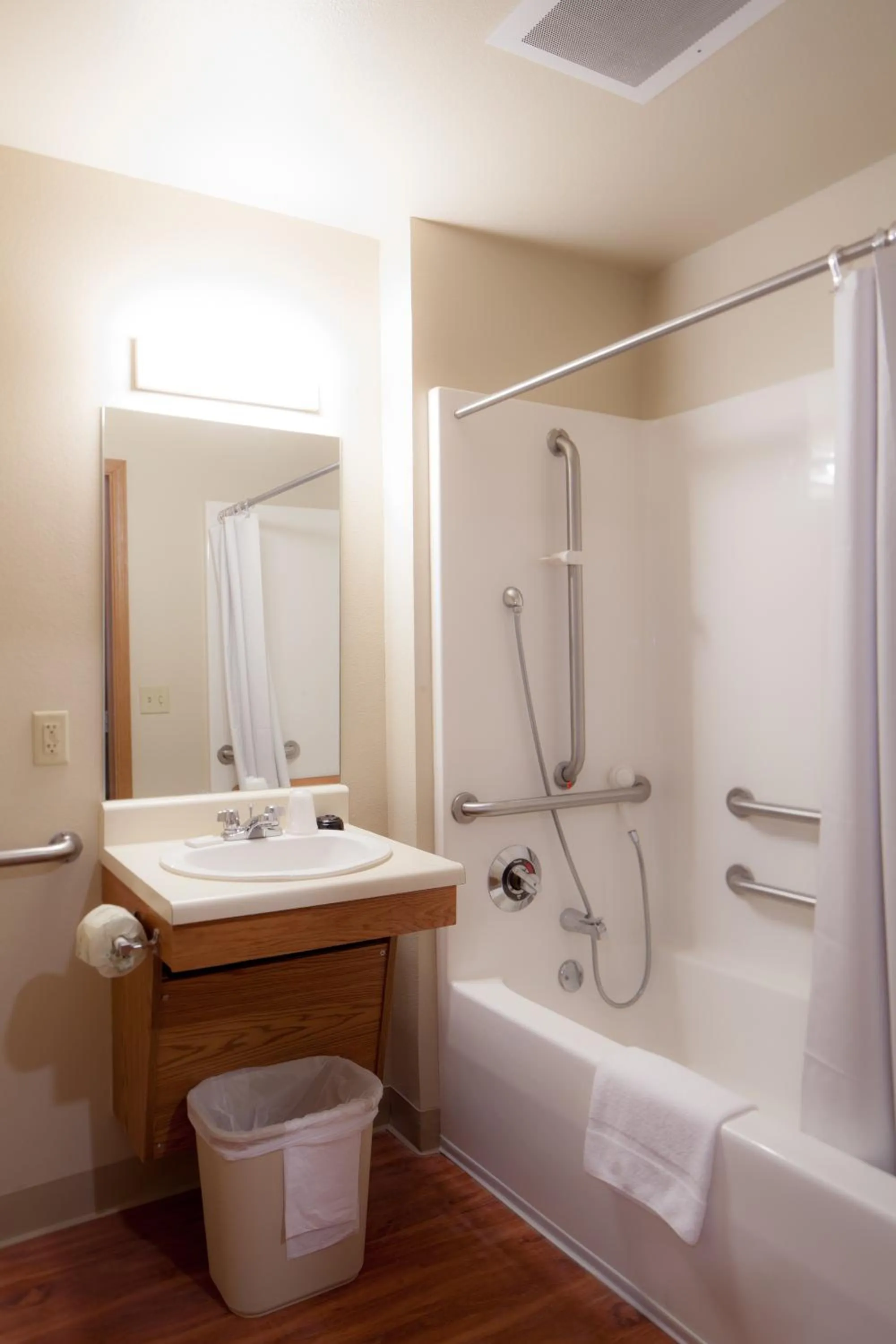Bathroom in WoodSpring Suites Omaha Bellevue, an Extended Stay Hotel