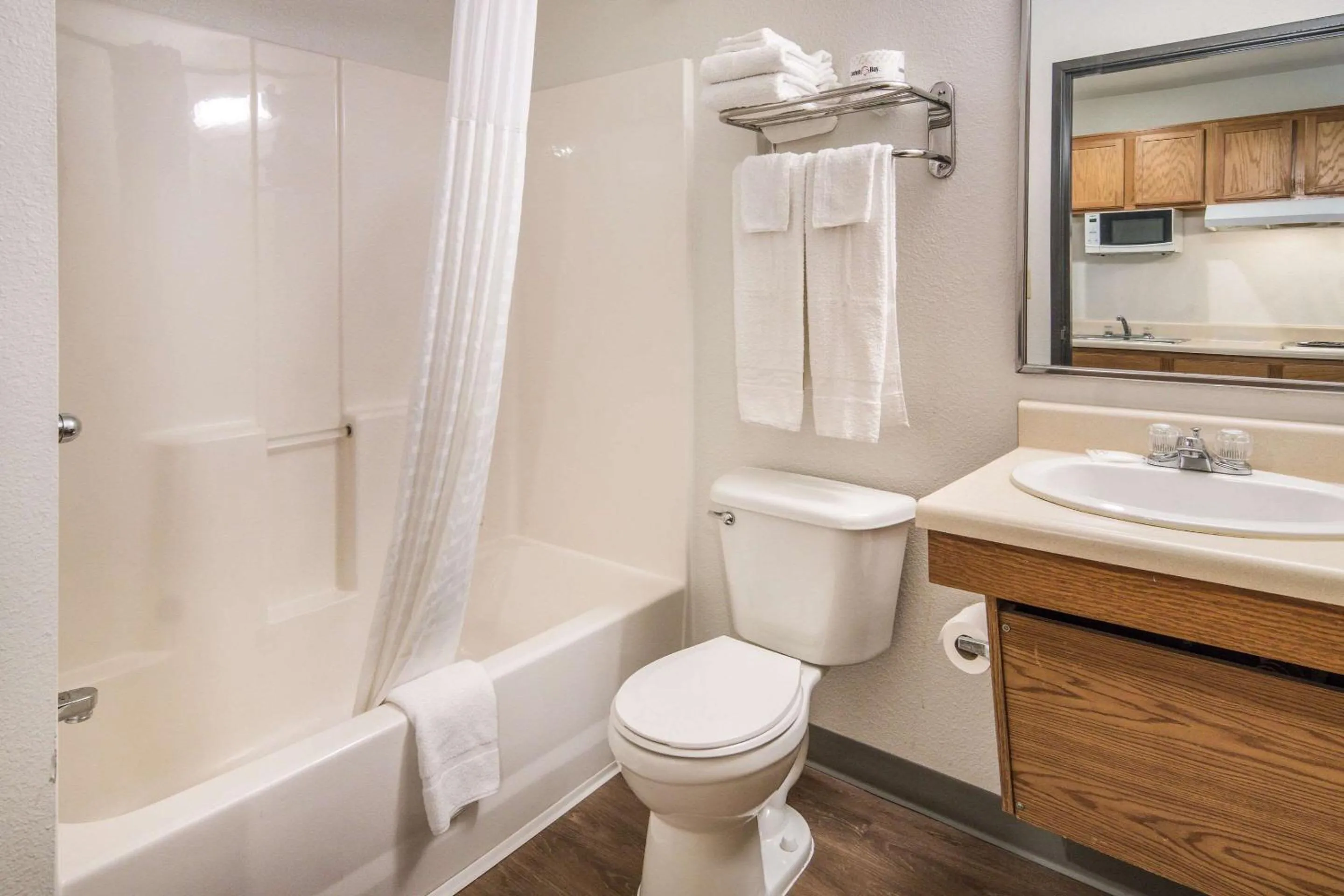Bathroom in WoodSpring Suites Denton