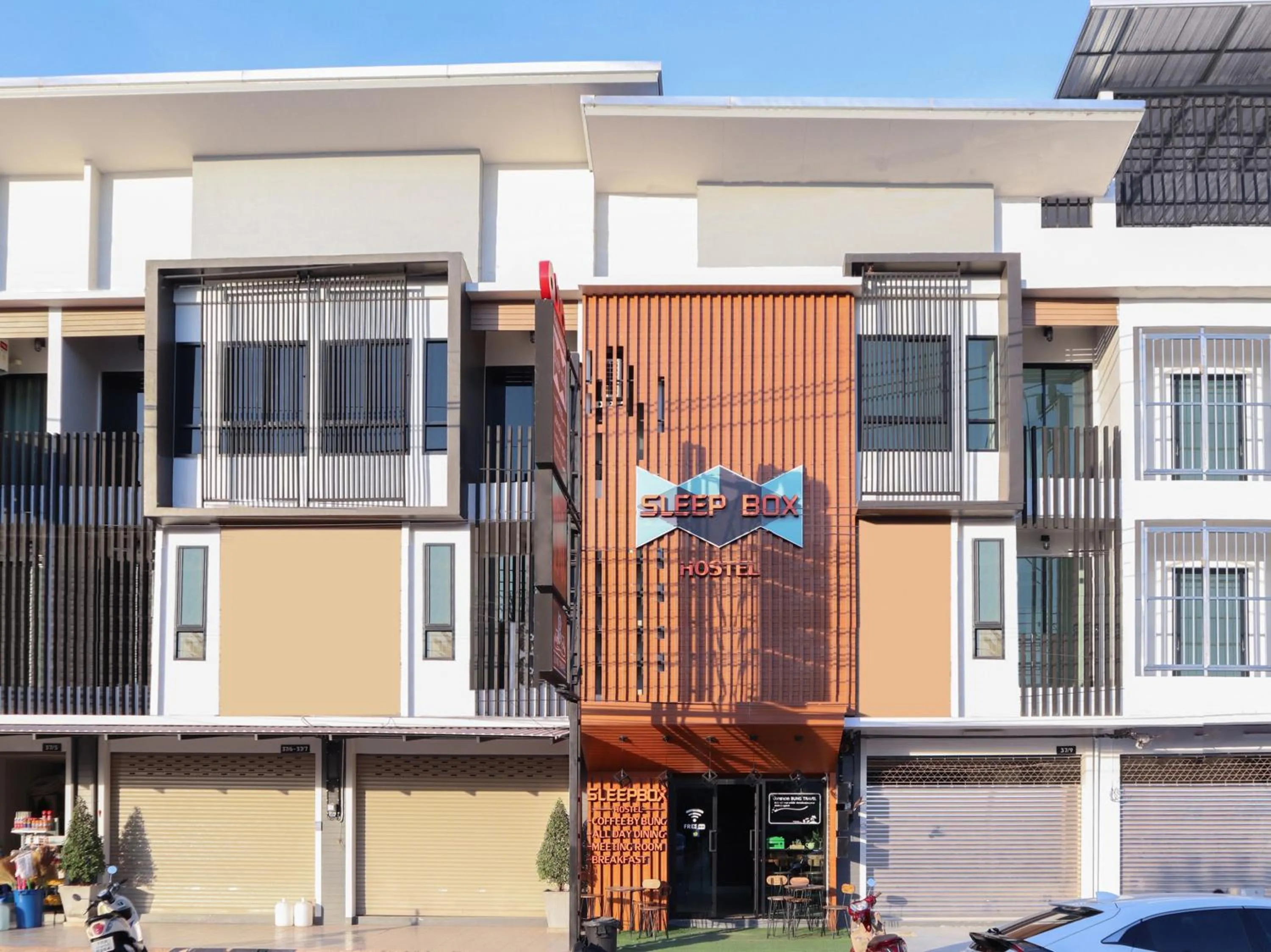 Facade/entrance in Sleepbox Hostel Suratthani