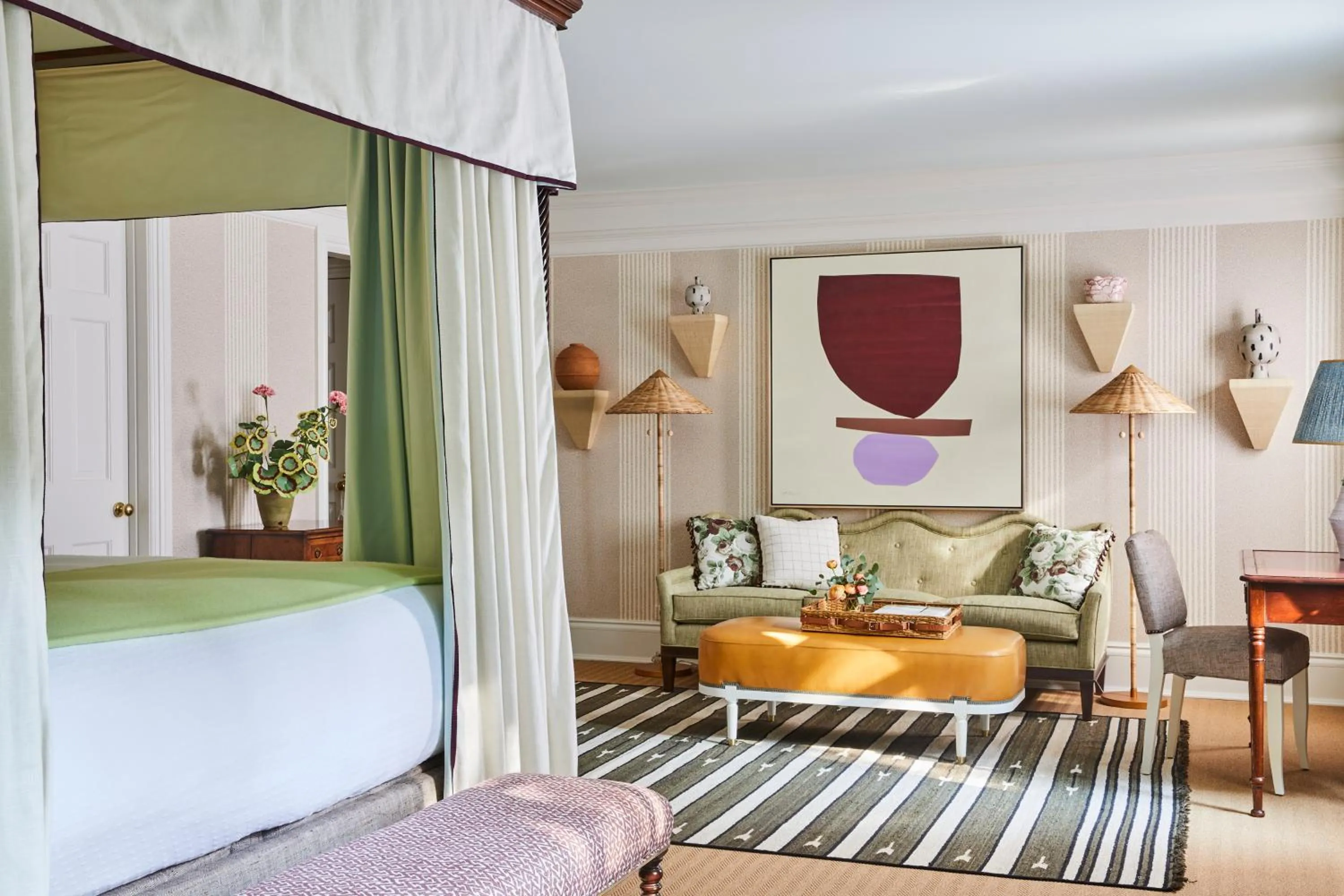 Bed in The Mayflower Inn & Spa, Auberge Collection