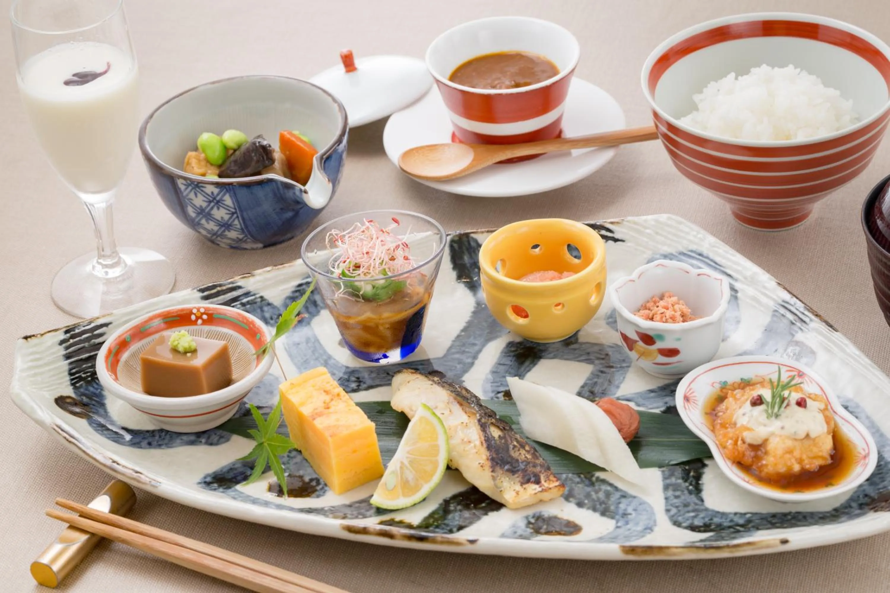 Asian breakfast in Hanare-no-Yado Yufuin ZEN