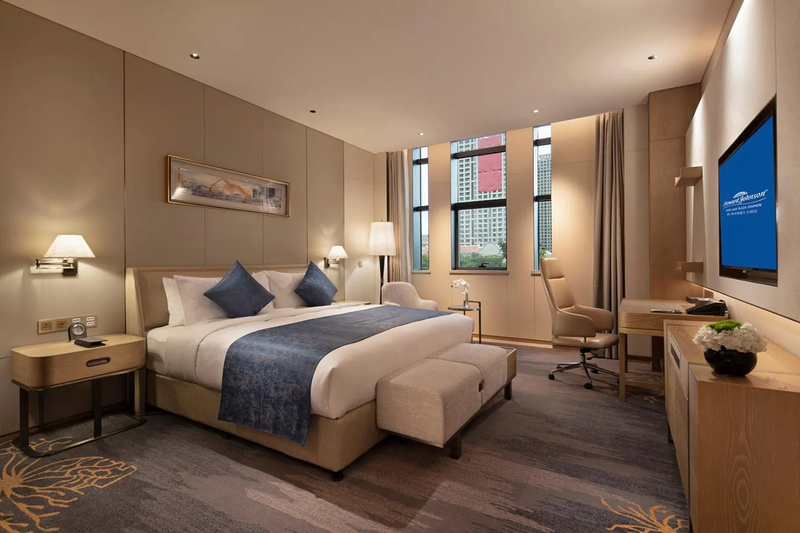 Bed in Howard Johnson by Wyndham Jimei Lake Plaza Xiamen