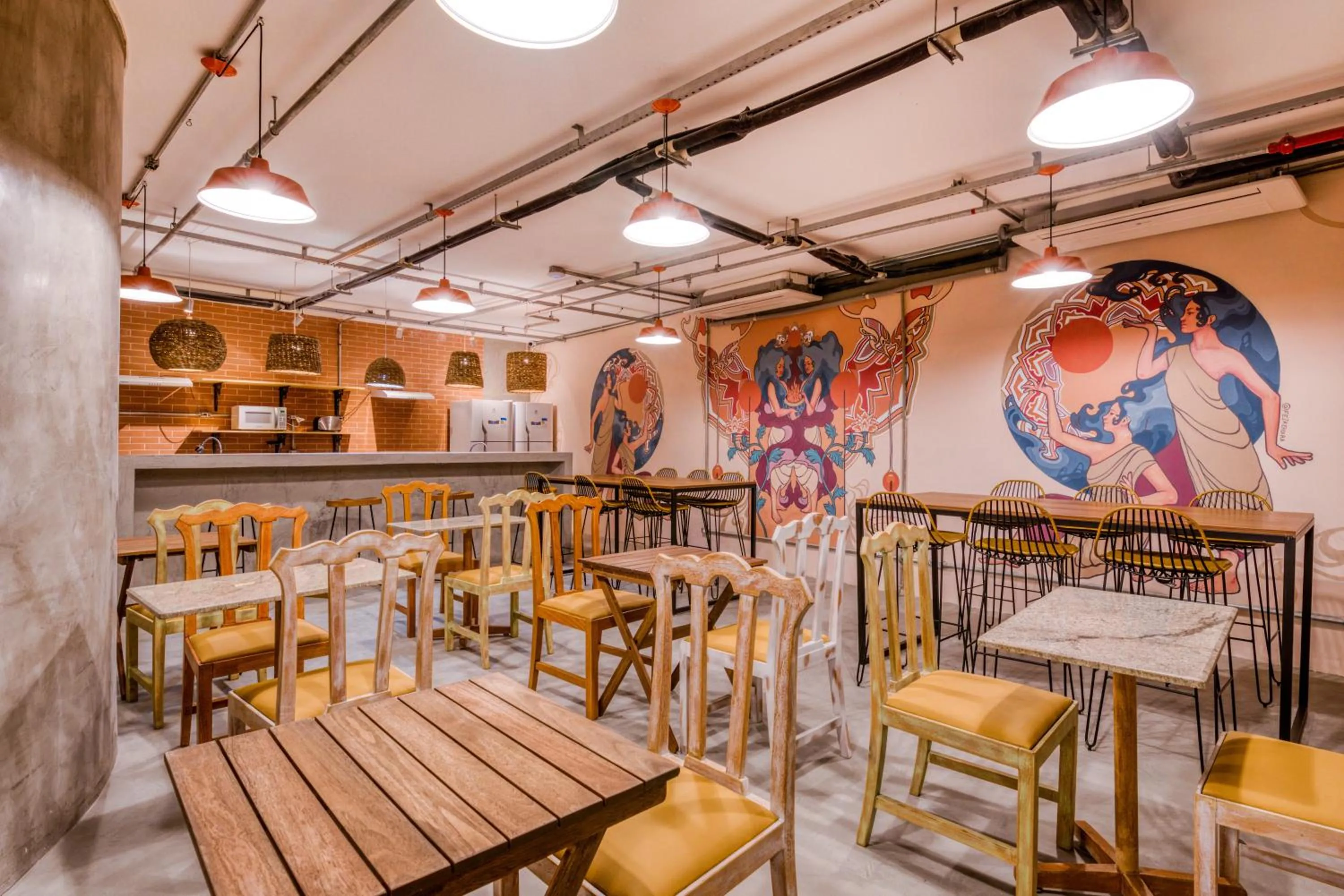 Communal kitchen in Selina Aurora Sao Paulo