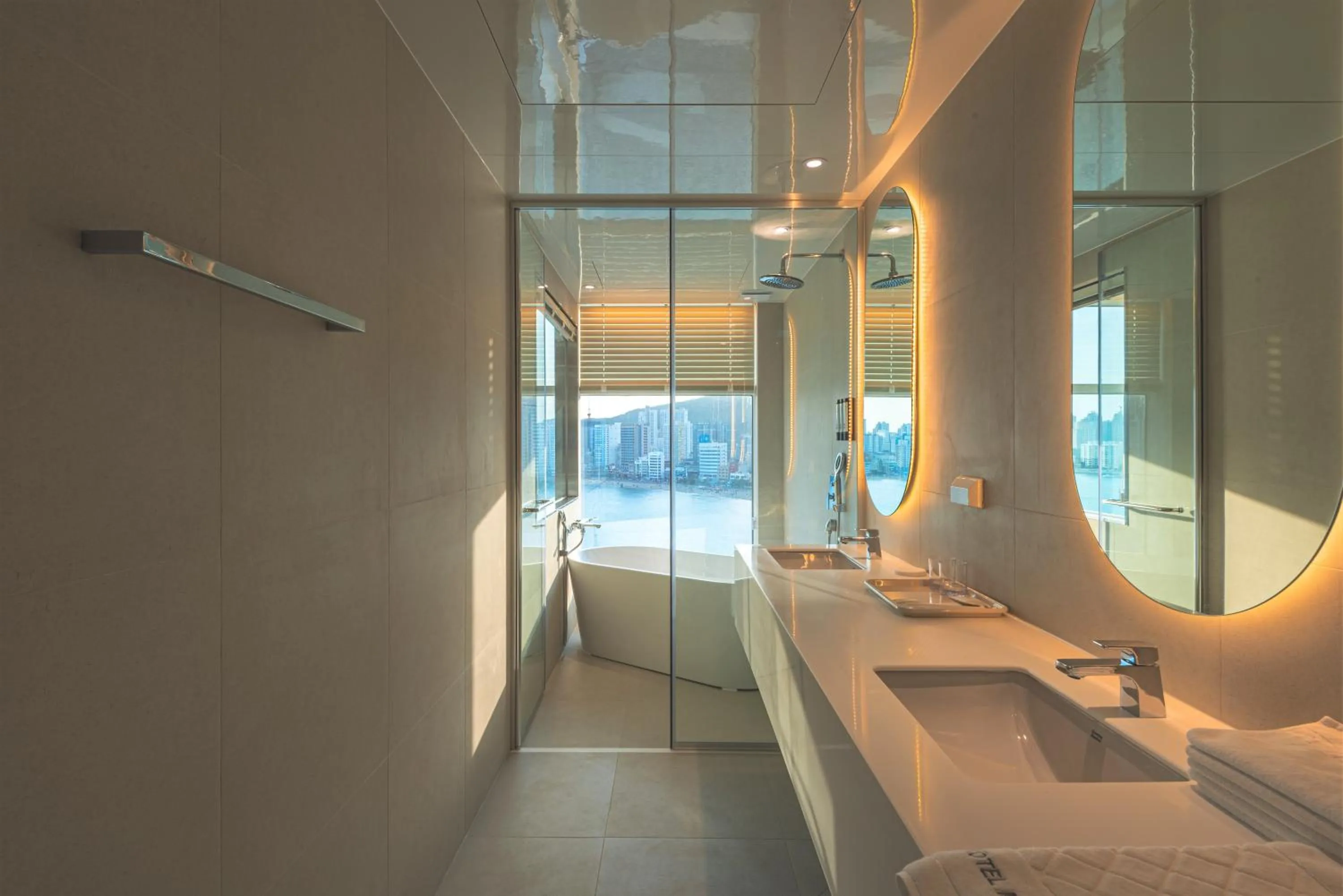 towels, Bed in Hotel Marine view