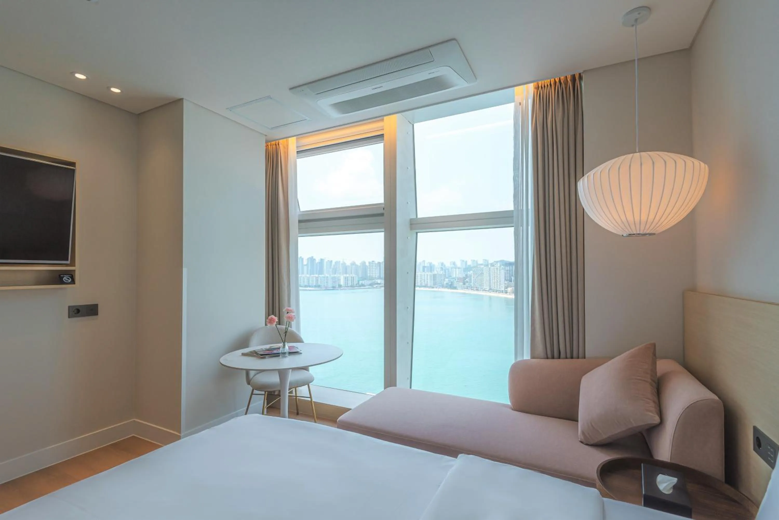 Bed in Hotel Marine view