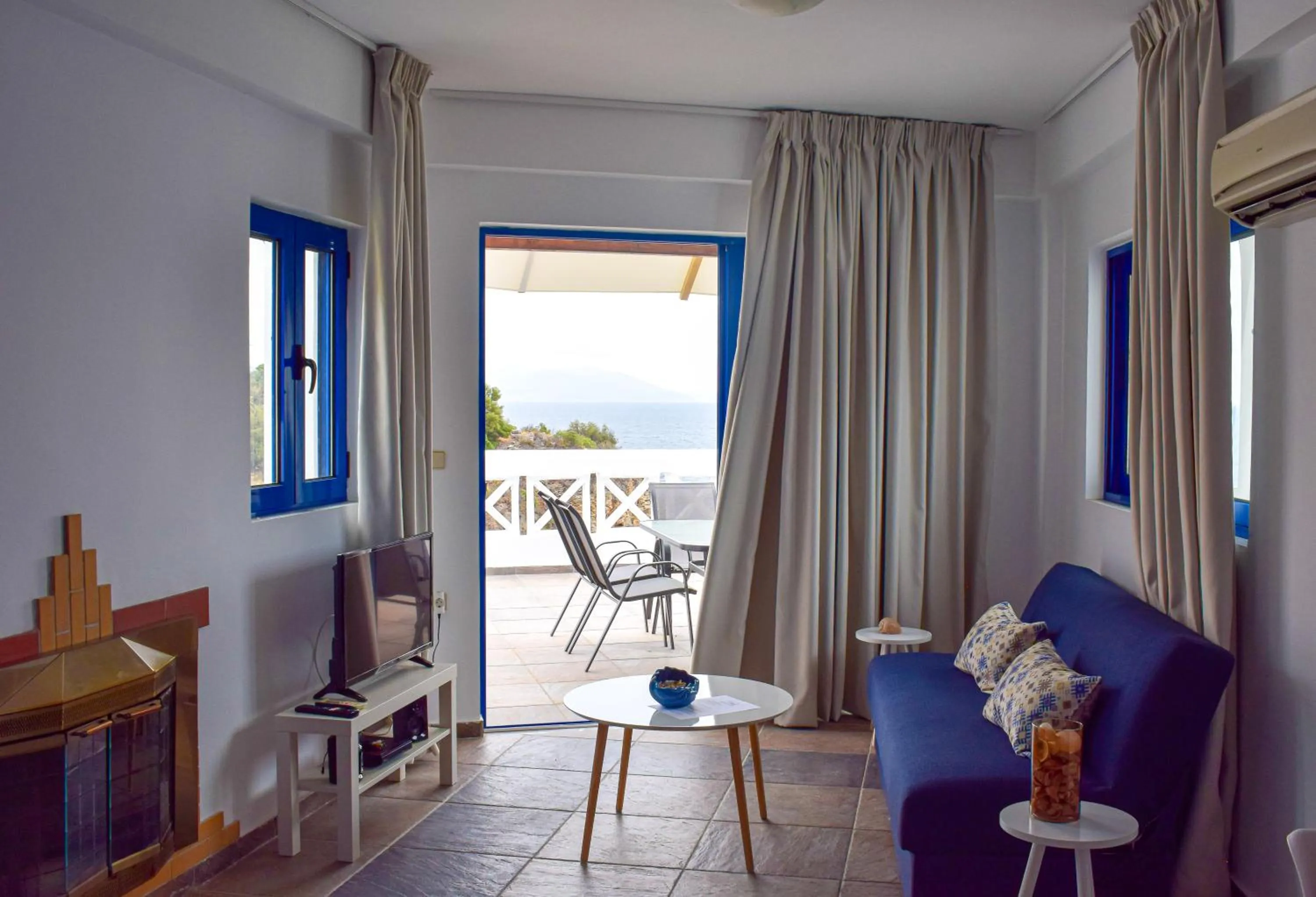 Living room in Muses seaside Villas