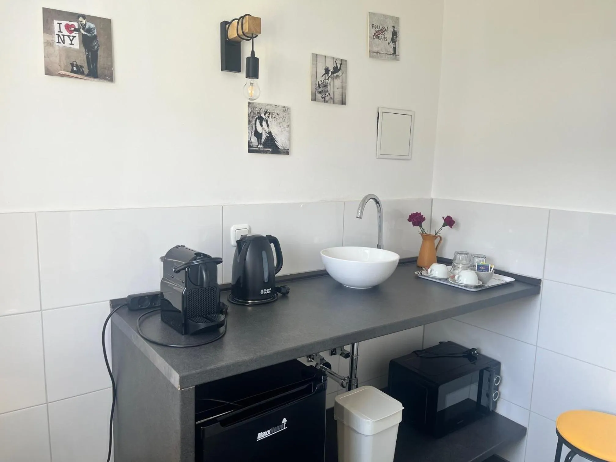 Kitchen or kitchenette in Hotel am Hafen