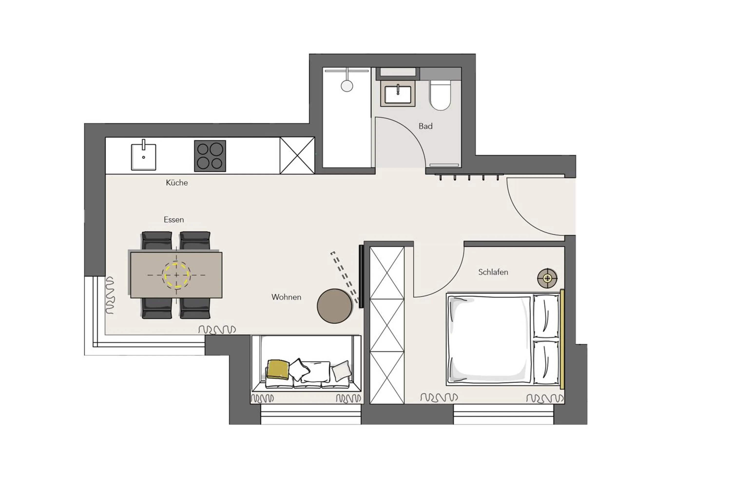 Floor plan in Modern apartment near downtown