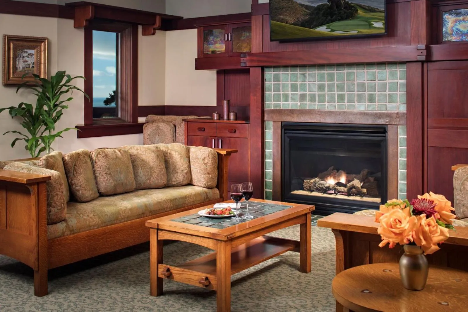 Living room in The Lodge at Torrey Pines