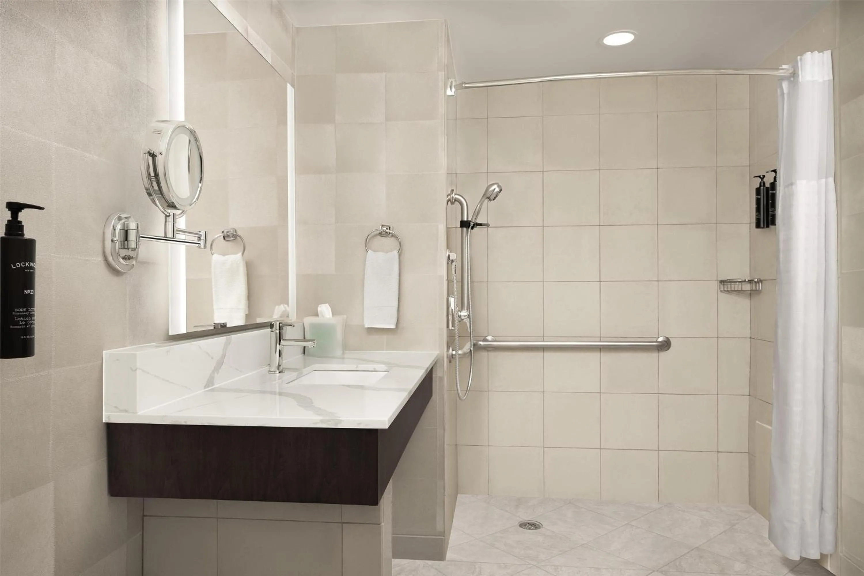 Shower in Virginia Crossings Hotel, Tapestry Collection by Hilton