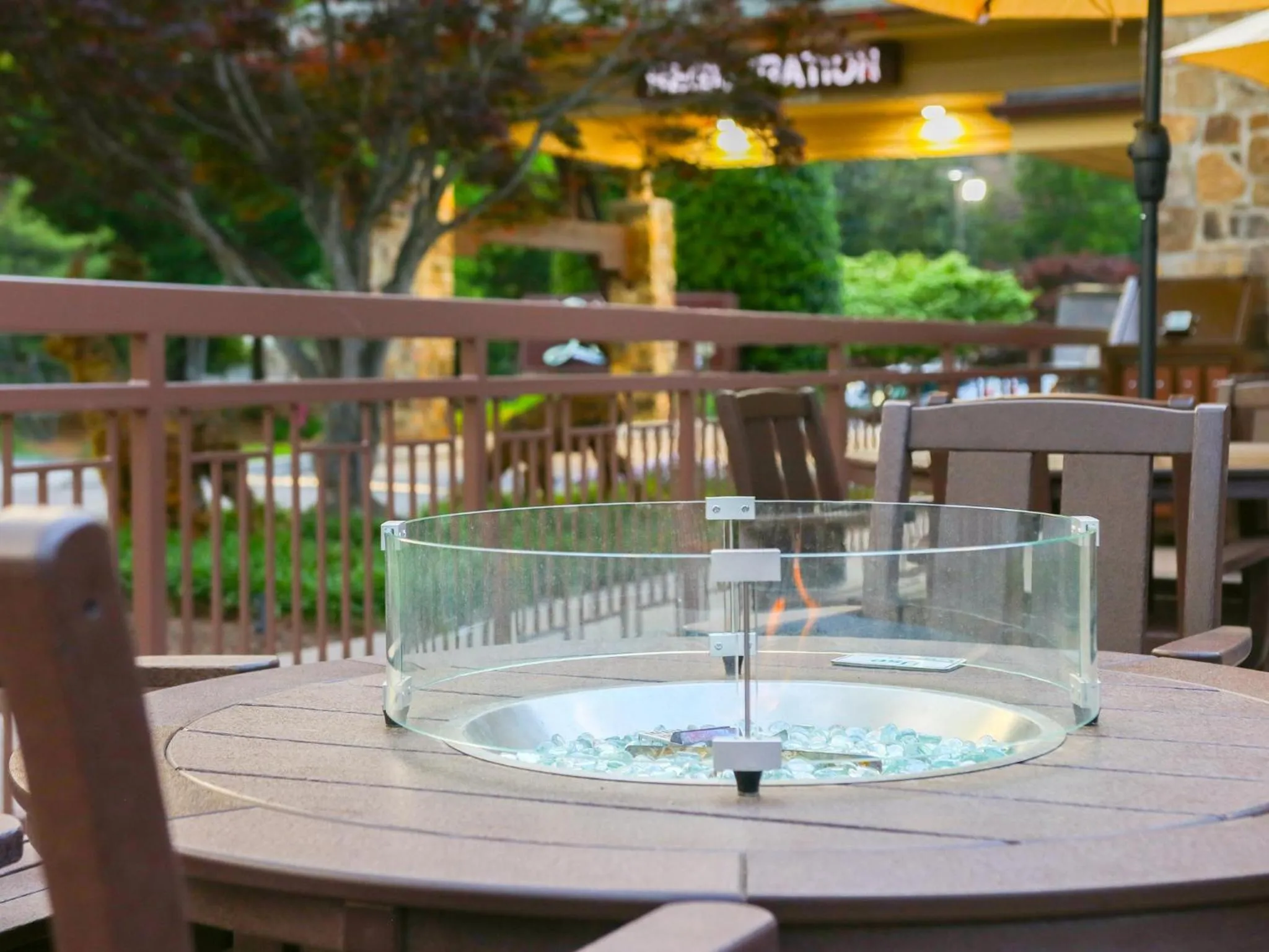 Patio in Greystone Lodge on the River