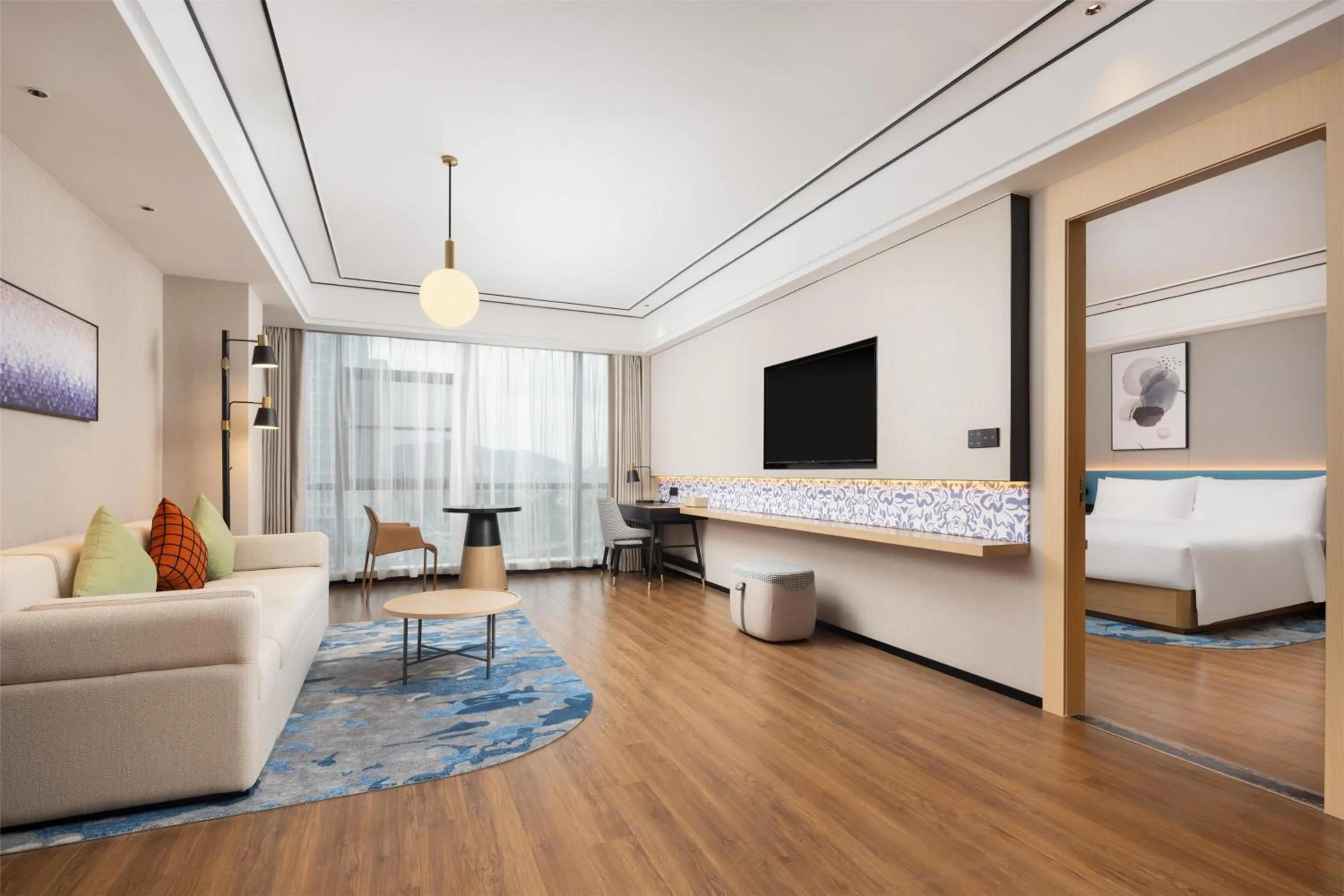 Living room, Bed in Hilton Garden Inn Zhuji East