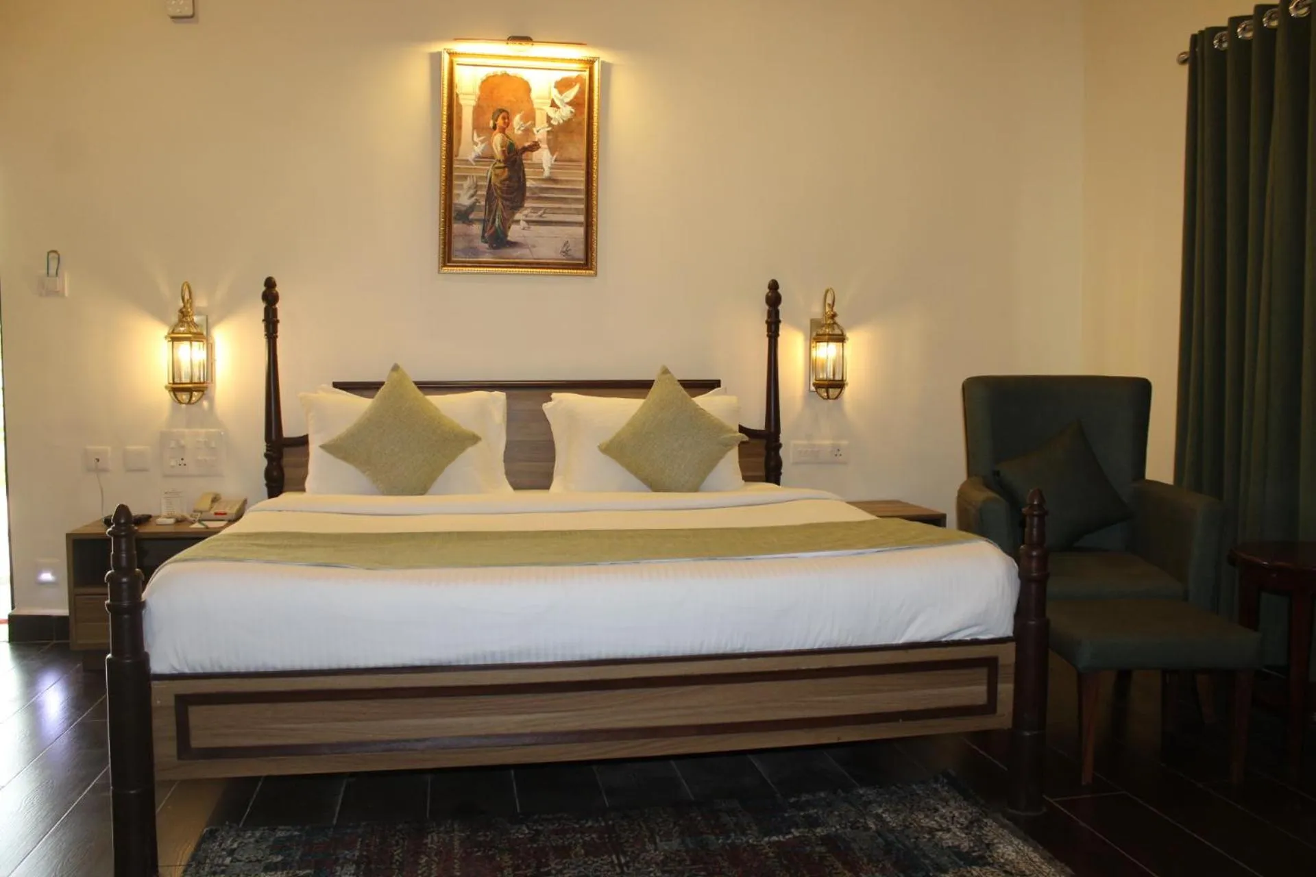 Bed in WelcomHeritage Tadoba Vanya Villas Resort & Spa