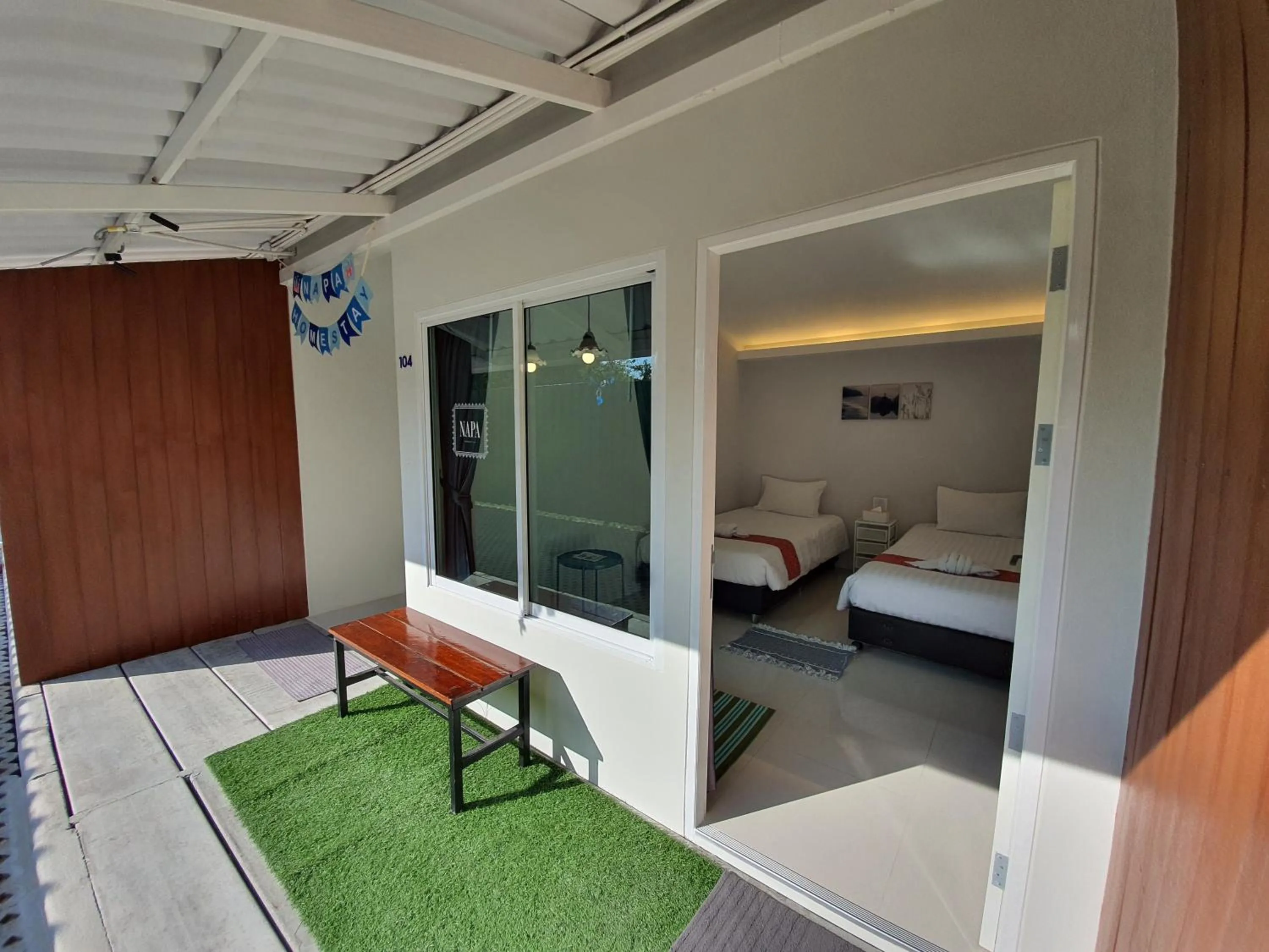 Patio, Bed in Napa Hostel Samrong Station