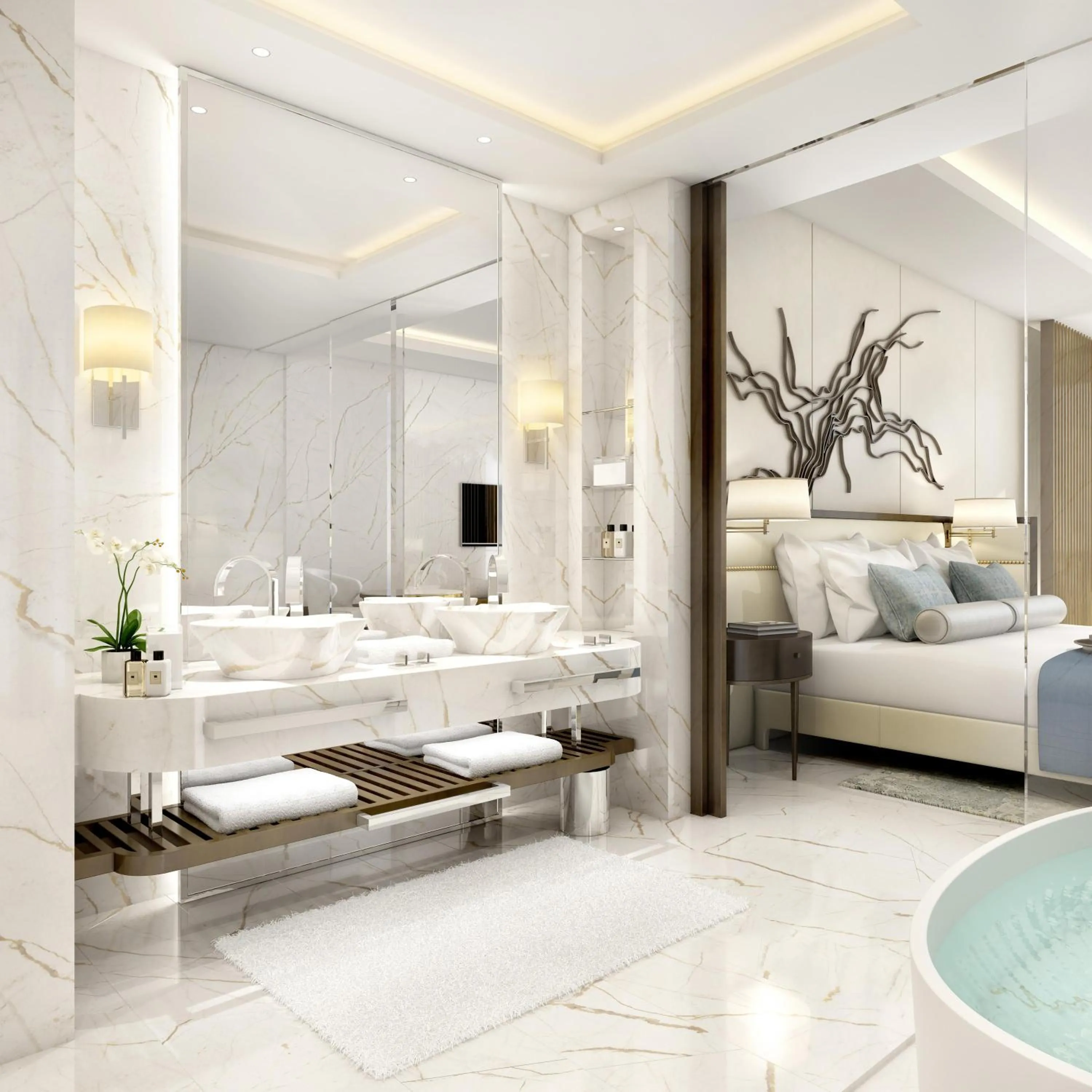 Bathroom, Bed in Atlantis The Royal