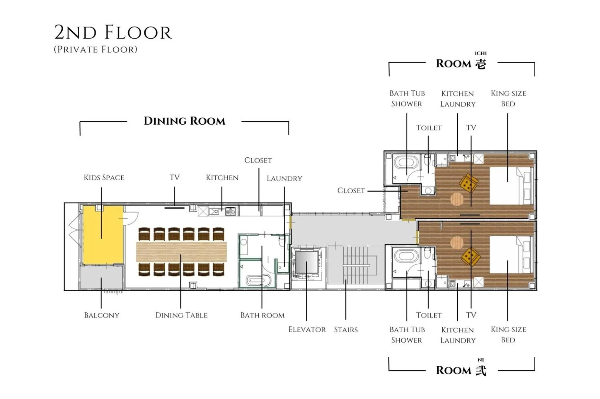 Floor plan in THE ROOT2 HOTEL