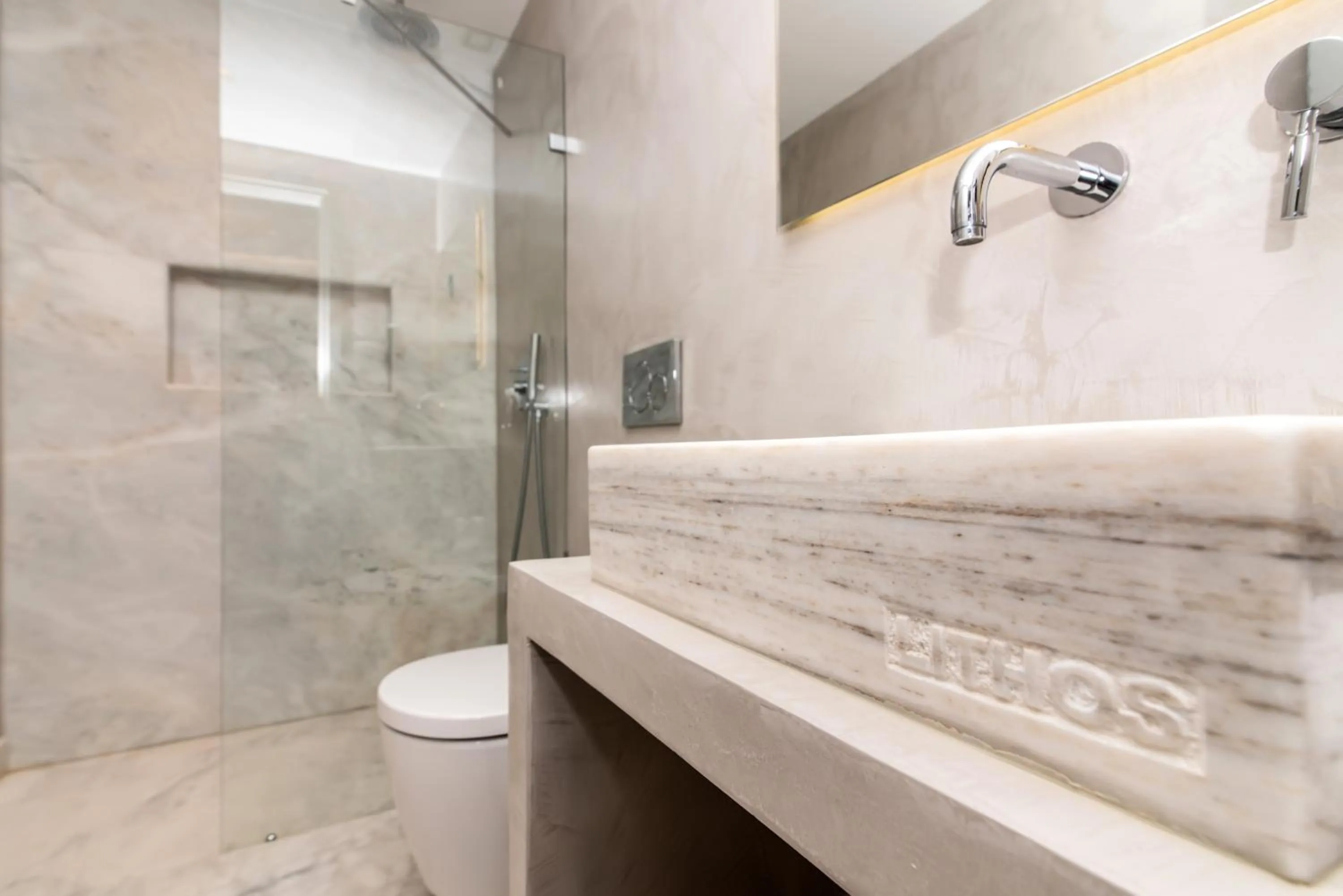 Shower in Lithos Luxury Suites