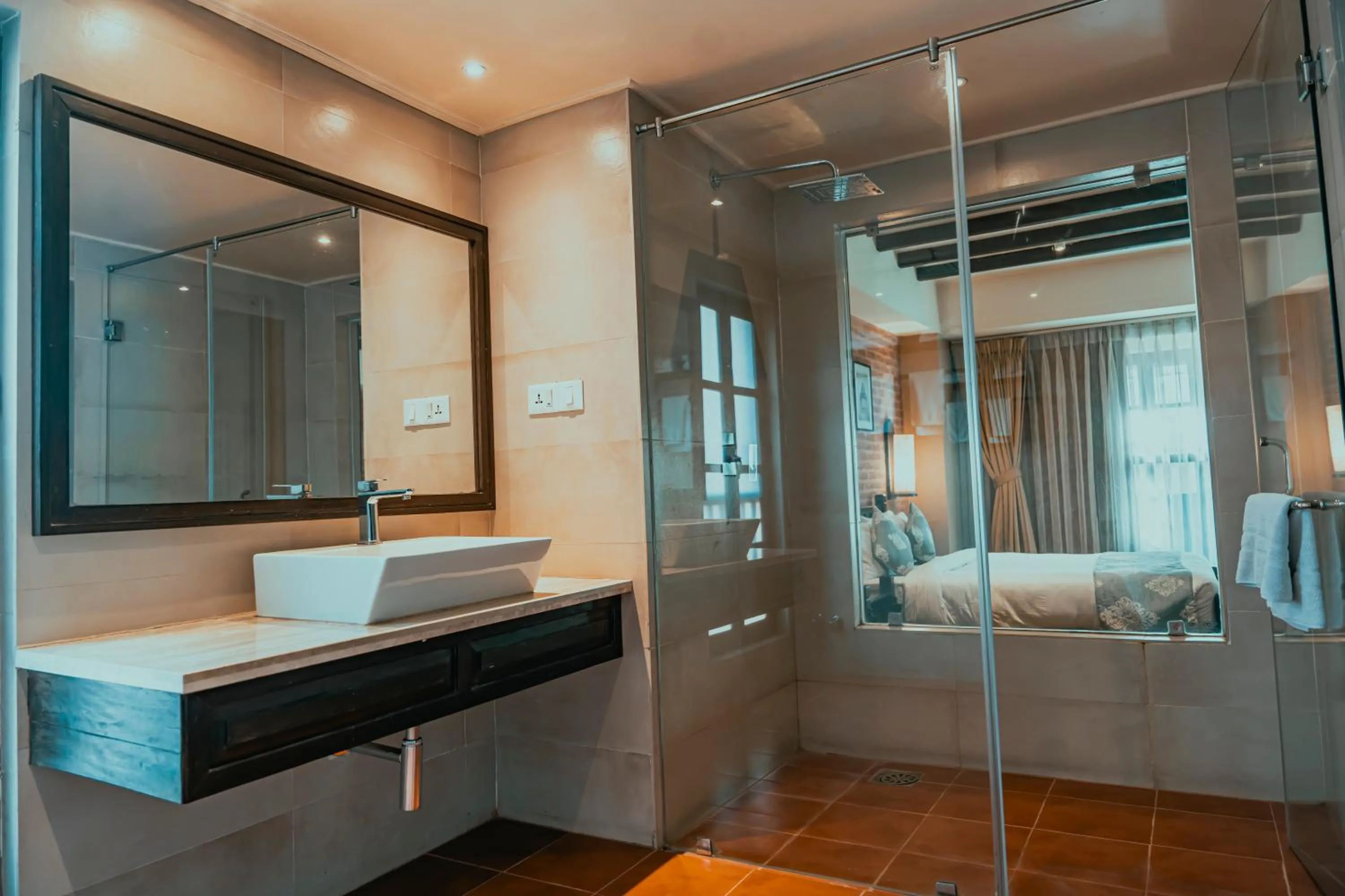 Bathroom, Bed in Hotel Thamel House - 6 km from Boudhanath Stupa, Kathmandu