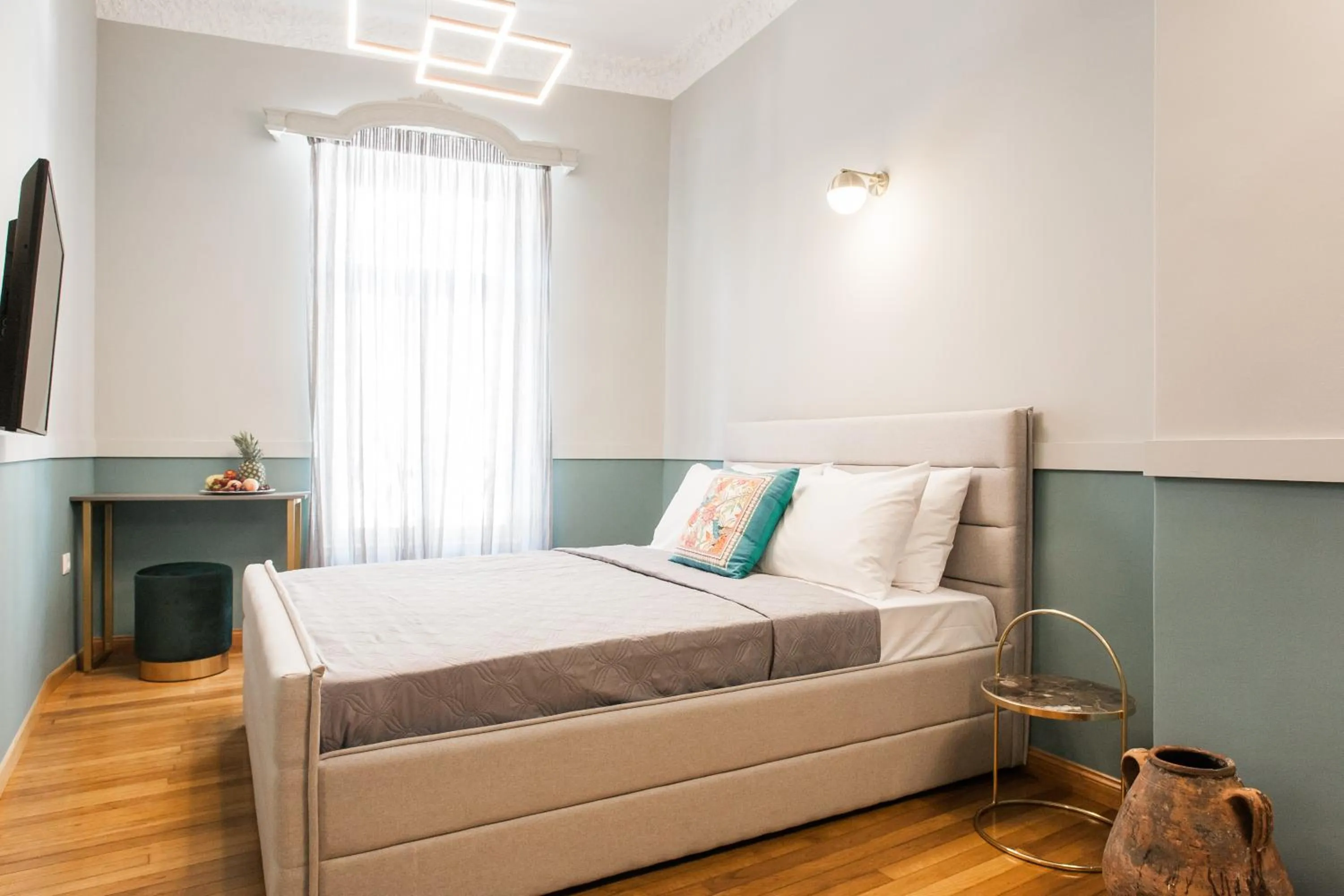 Bed in Step One | Luxury Suites right in the heart of Acropolis next to metro station