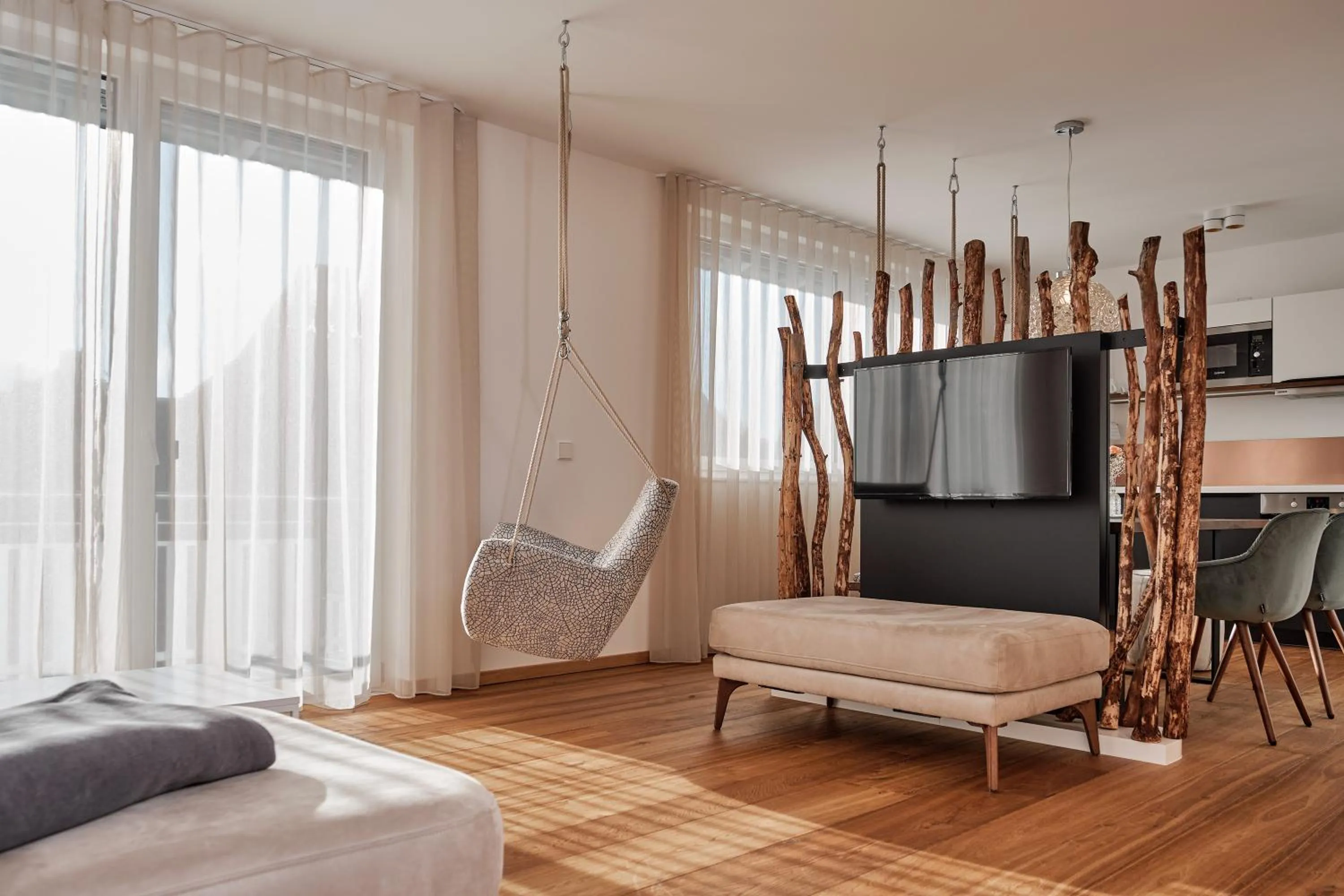 Living room, Bed in WaldFunkeln LODGE