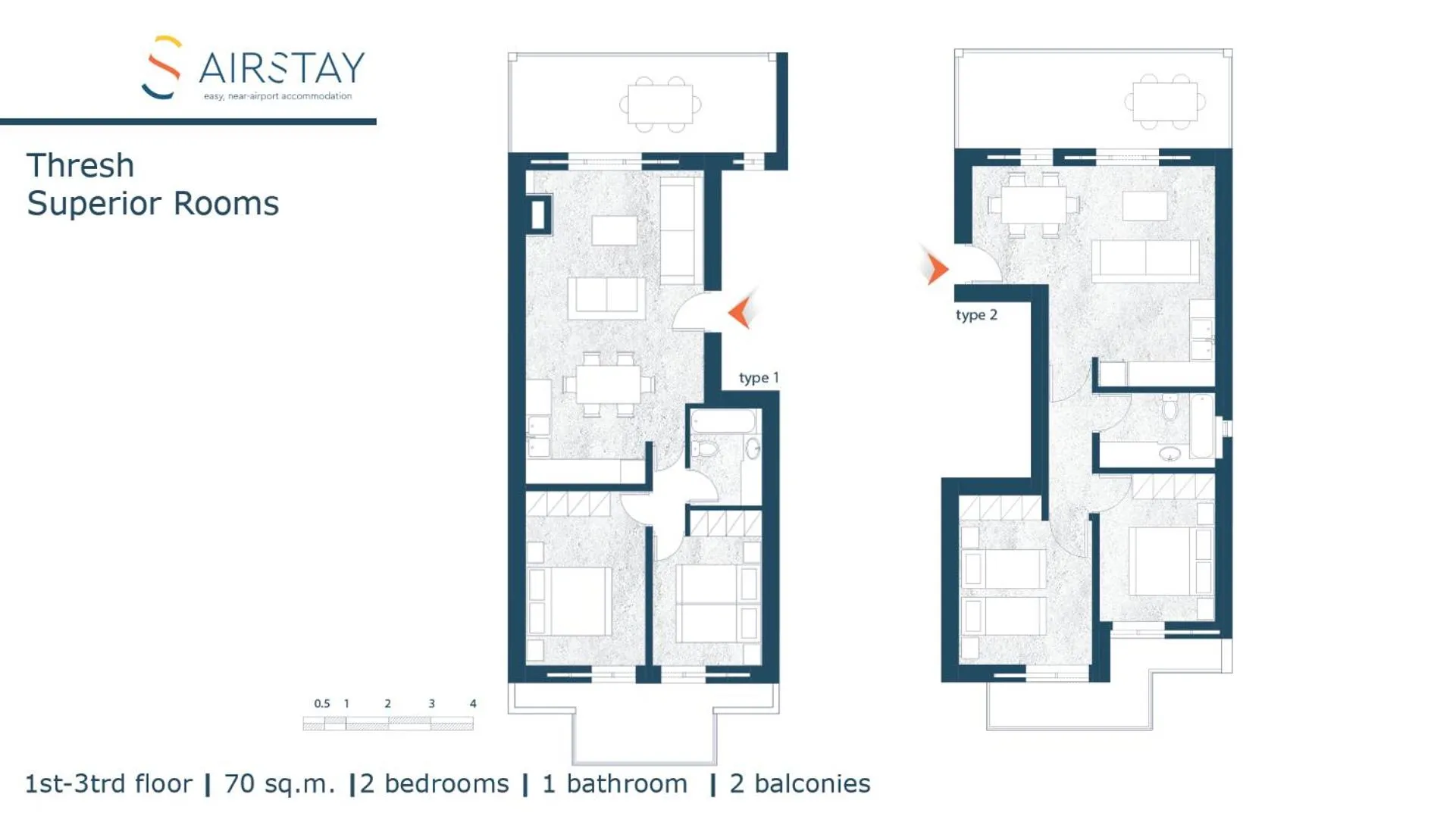 Floor plan in Thresh Apartments Airport by Airstay