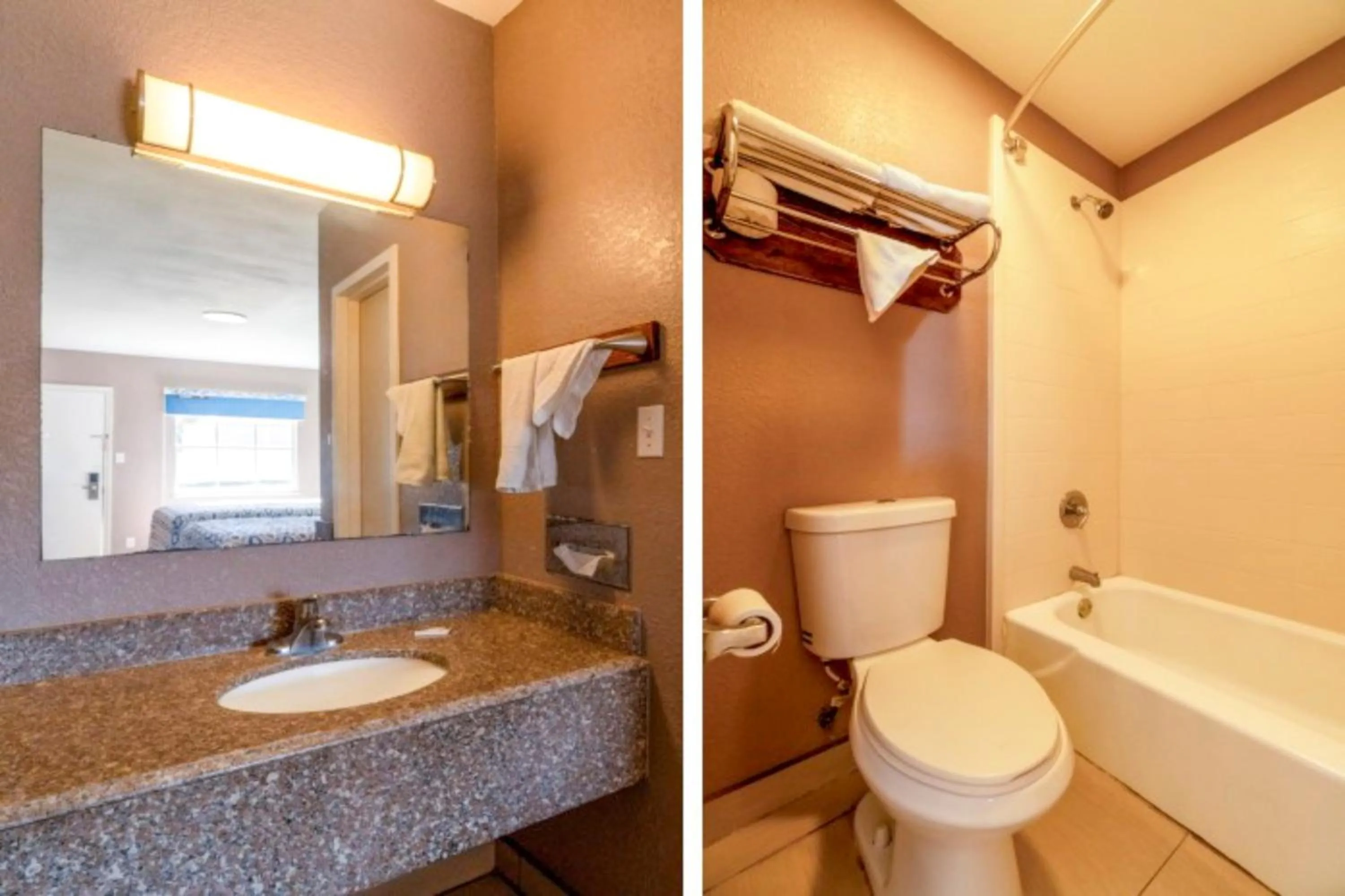 Bathroom in Woodfield Inn & Suites Hotel O, Yoakum TX 111