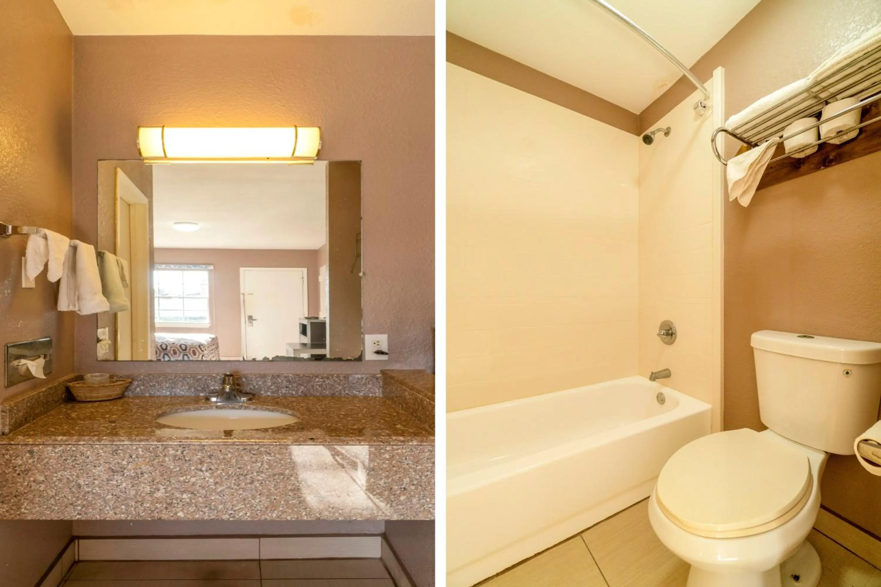 Bathroom in Woodfield Inn & Suites Hotel O, Yoakum TX 111