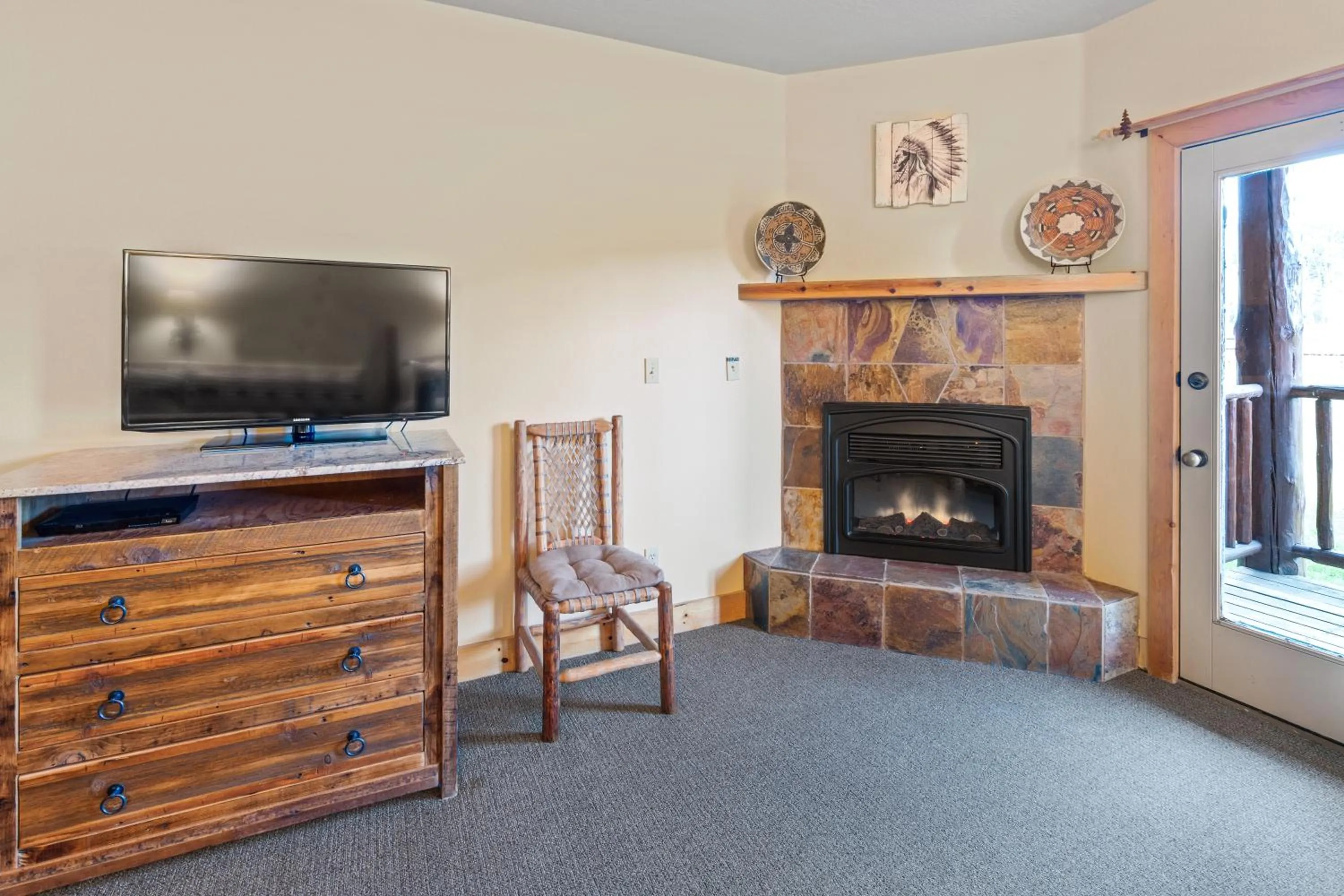 fireplace in Daniels Summit Lodge