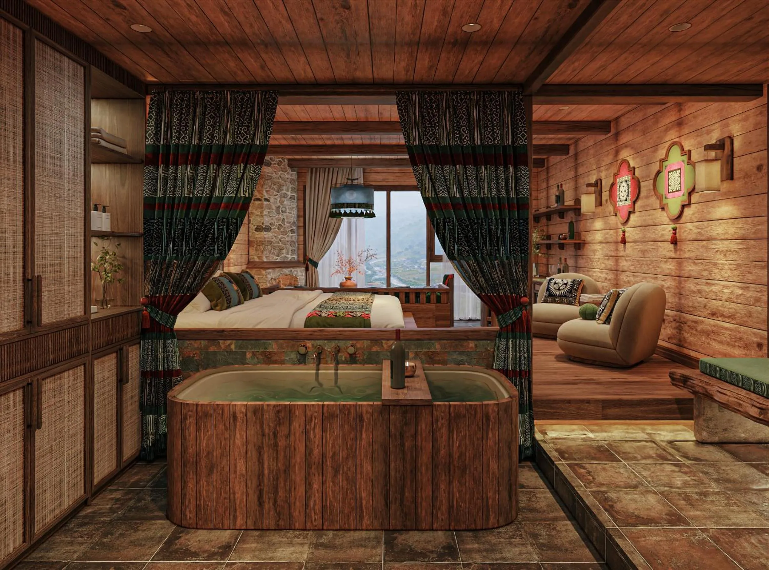 Shower, Bed in Laxsik Ecolodge