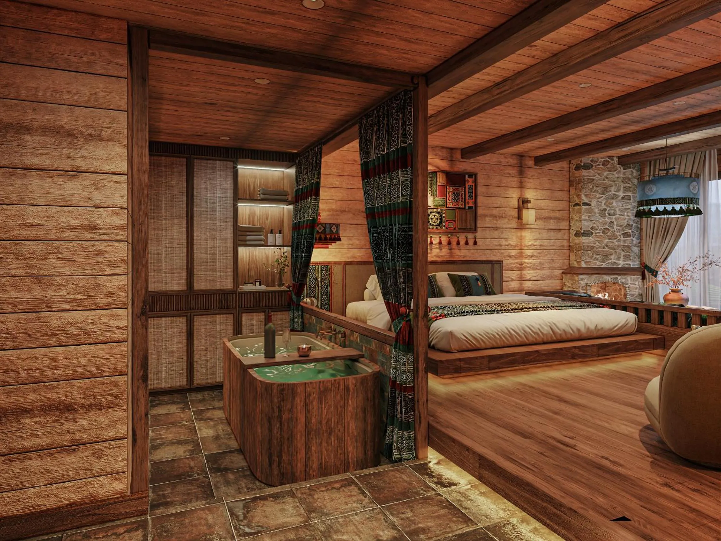 Photo of the whole room, Bed in Laxsik Ecolodge