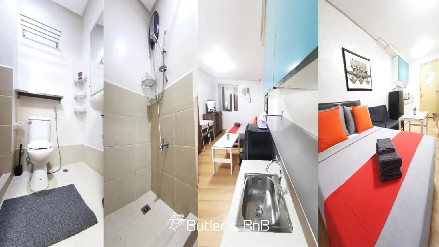 Toilet, Bed in Butler's BnB @ Trees Residences QC Phil