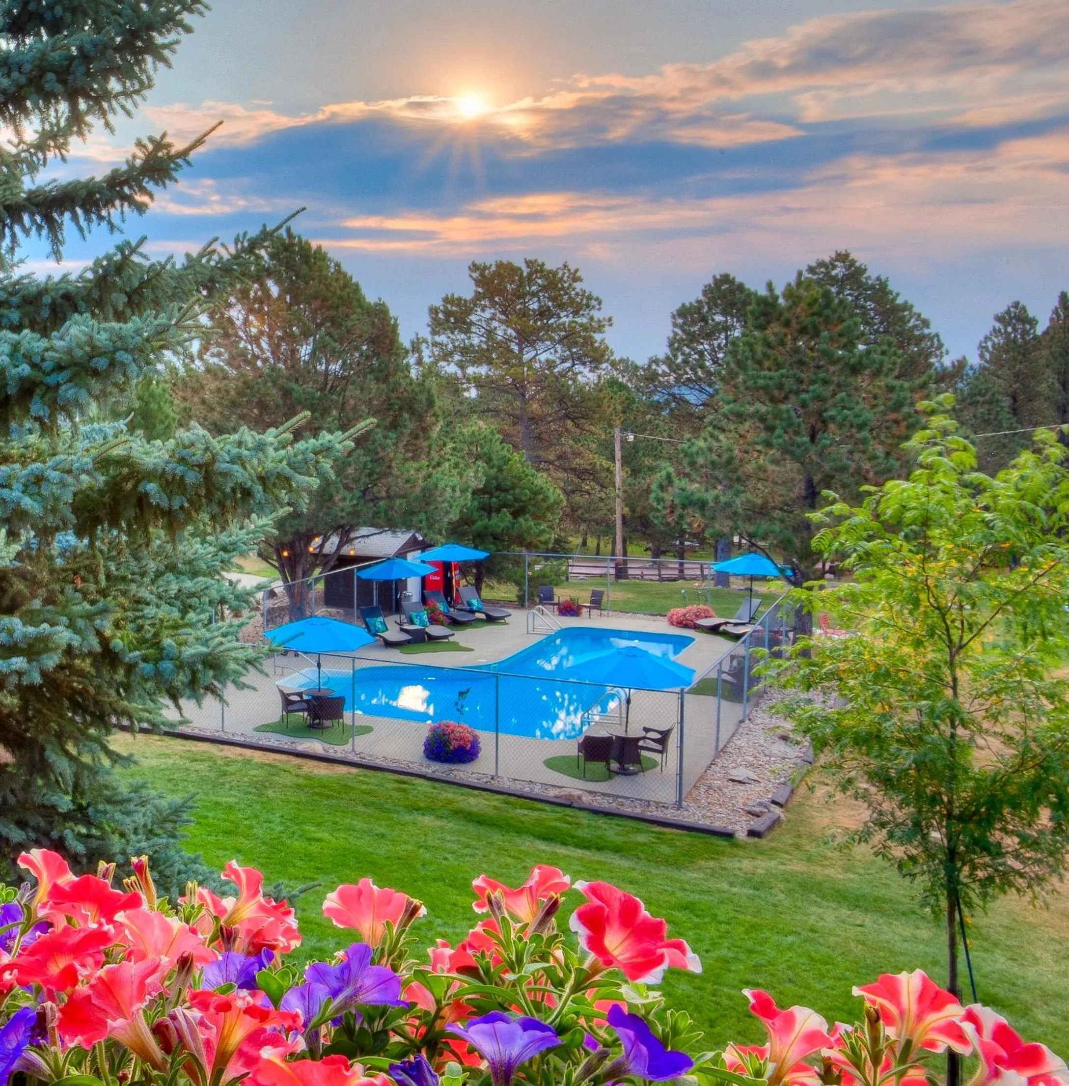 Pool view in Bavarian Inn, Black Hills