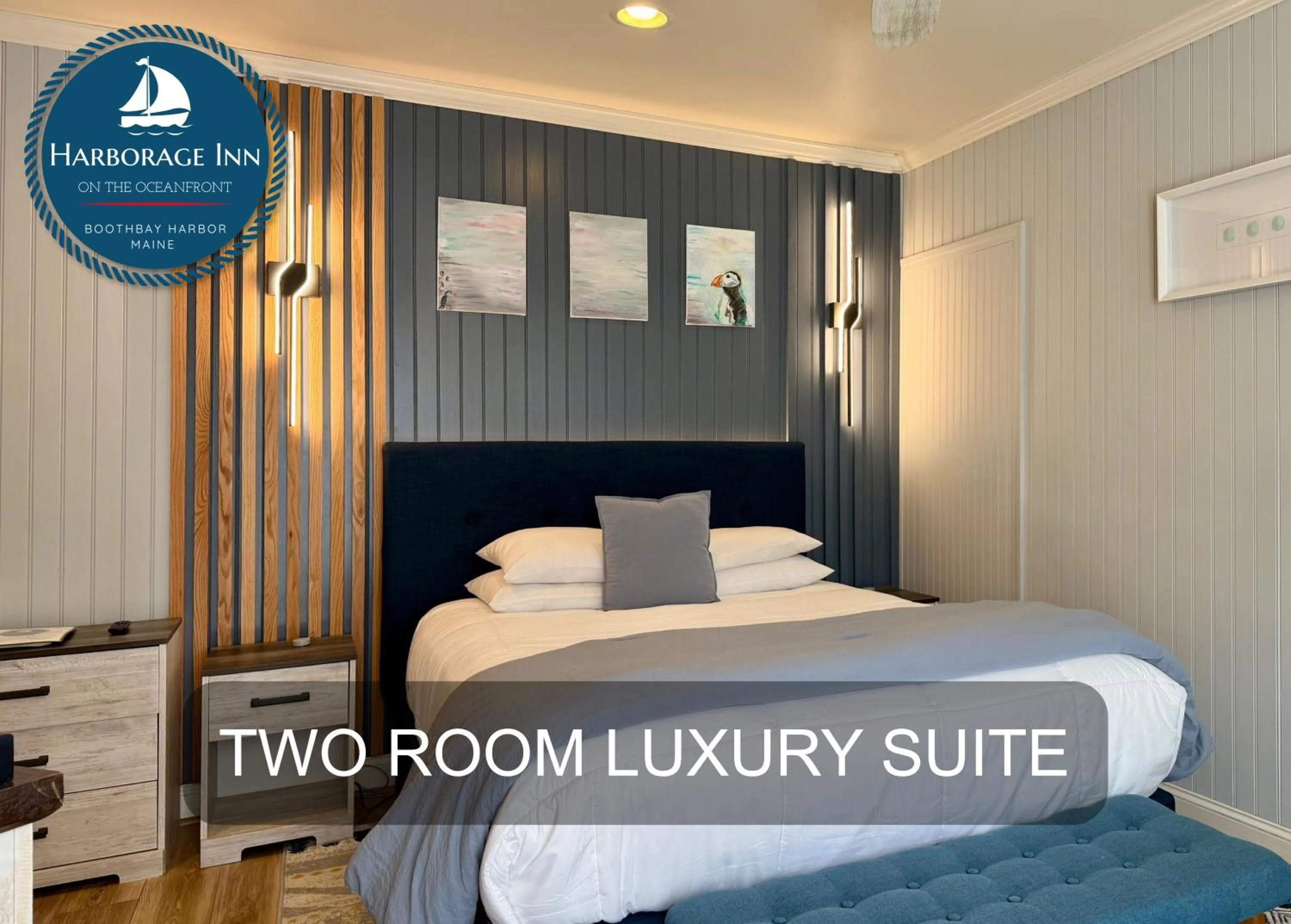 Bed in Harborage Inn on the Oceanfront