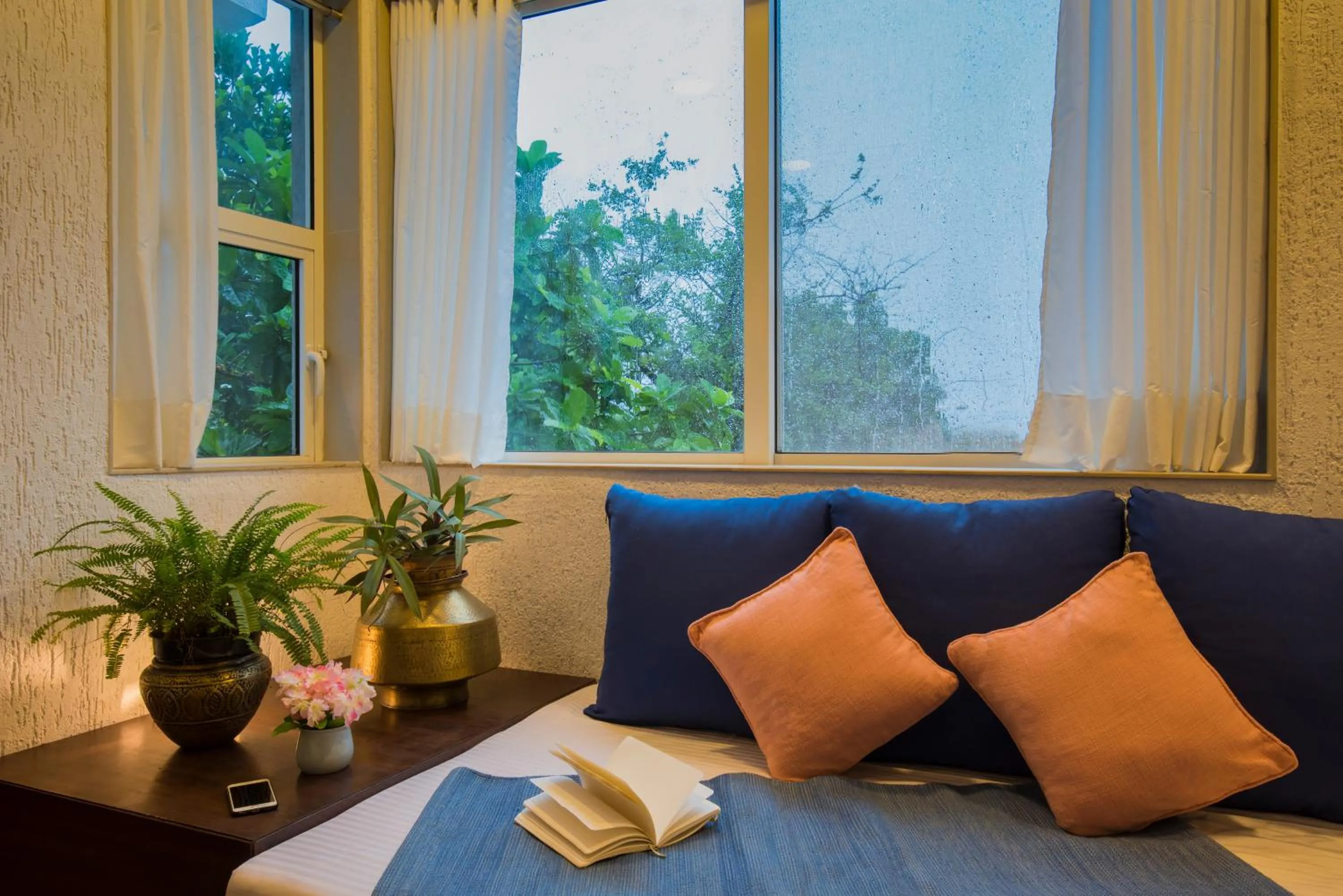 Living room, Bed in EL Lodge by StayVista - Pool, lawn, and a charming gazebo for your perfect getaway