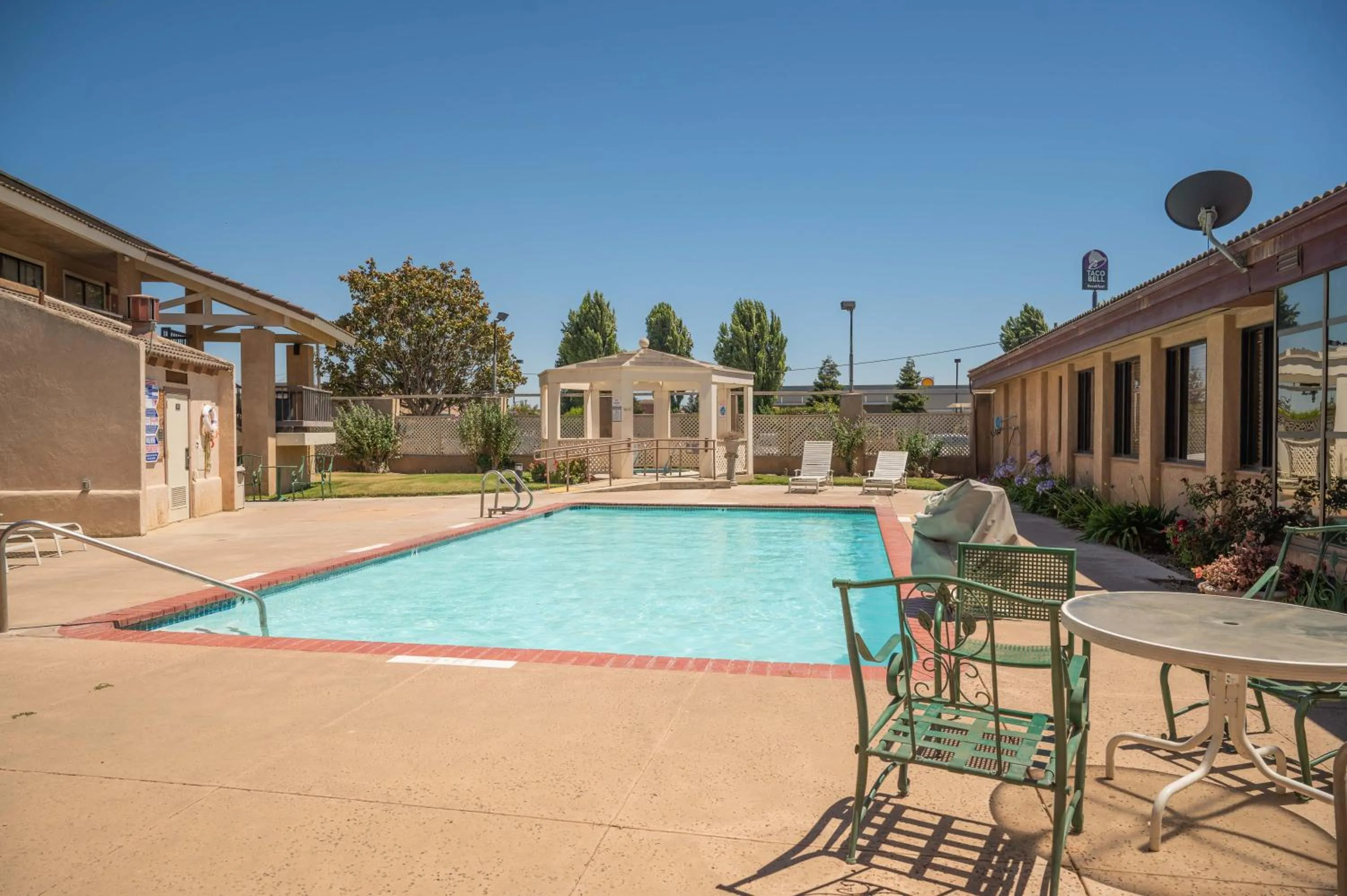 Pool view in Motel 6 Soledad, CA
