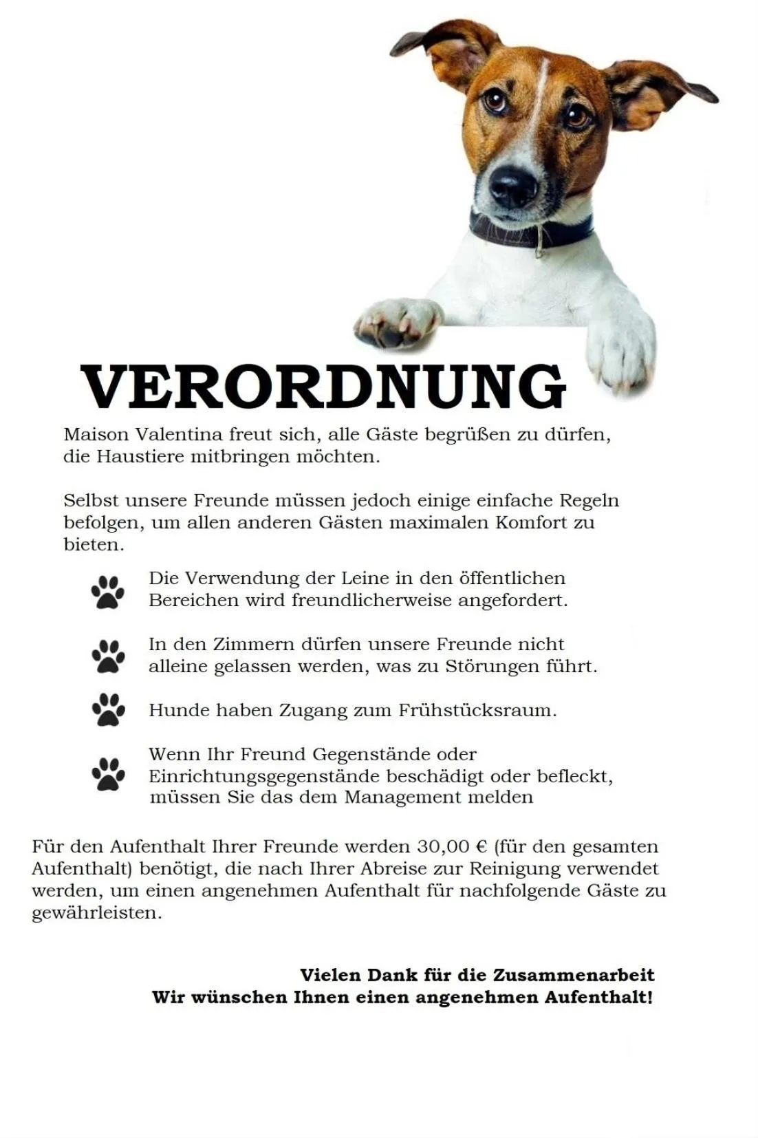 Pets in Maison Valentina