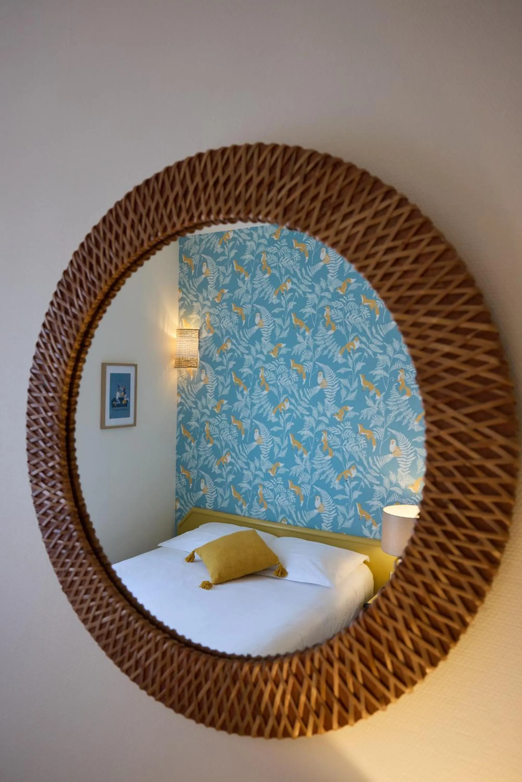 Decorative detail, Bed in Logis Hôtel Marguerite