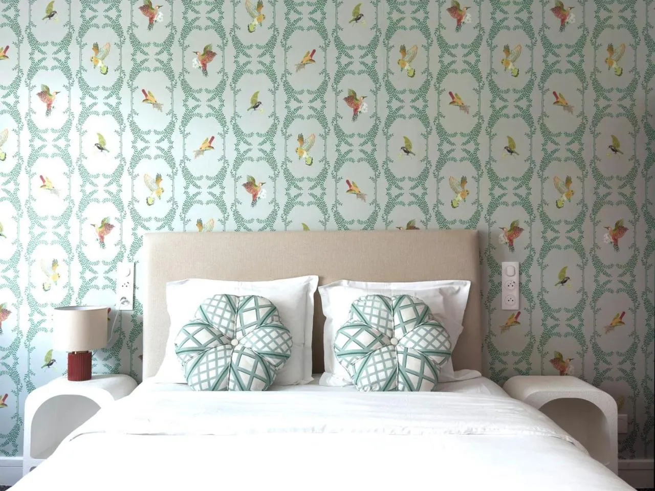 Decorative detail, Bed in Logis Hôtel Marguerite