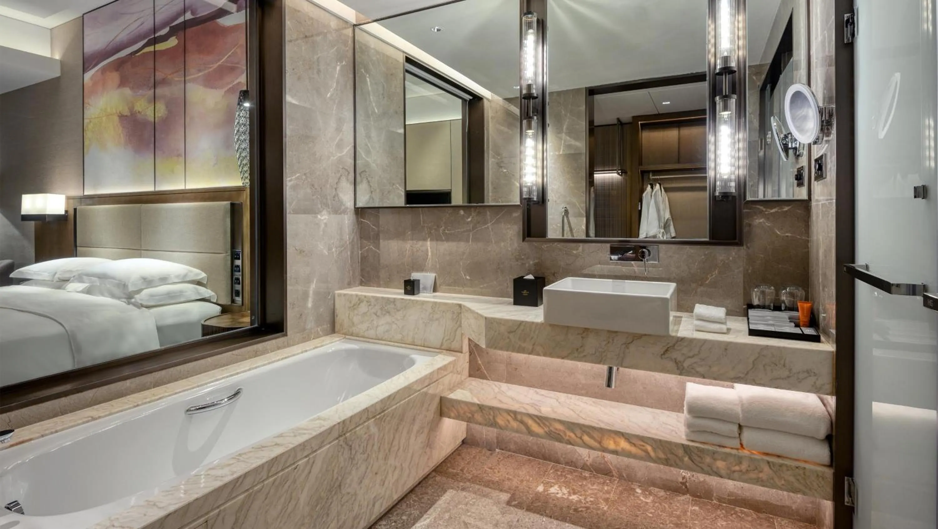 Bathroom, Bed in Crowne Plaza Beihai Silver Beach by IHG